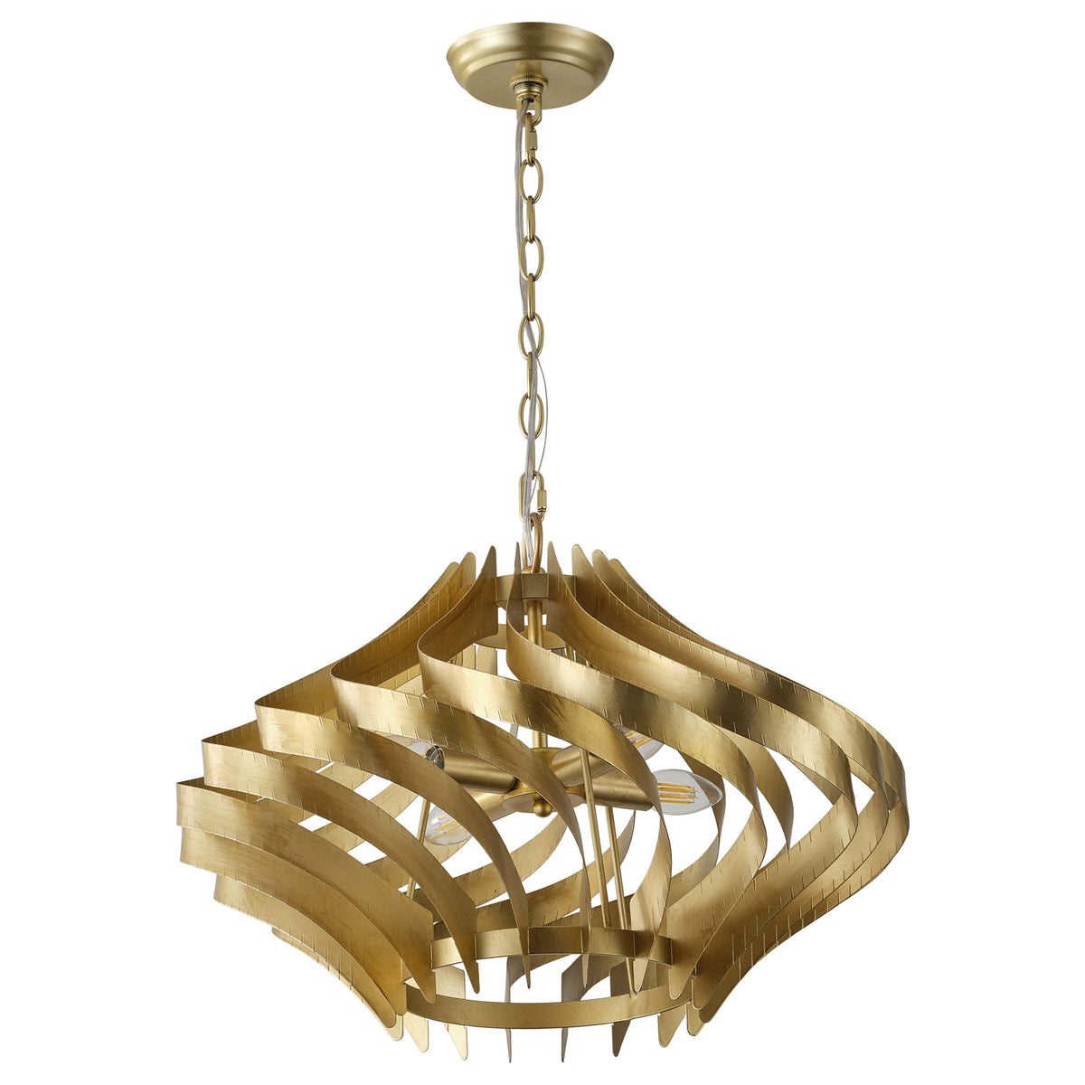 Luther 4-Light Brushed Gold Chandelier with Sculptural Iron Shade