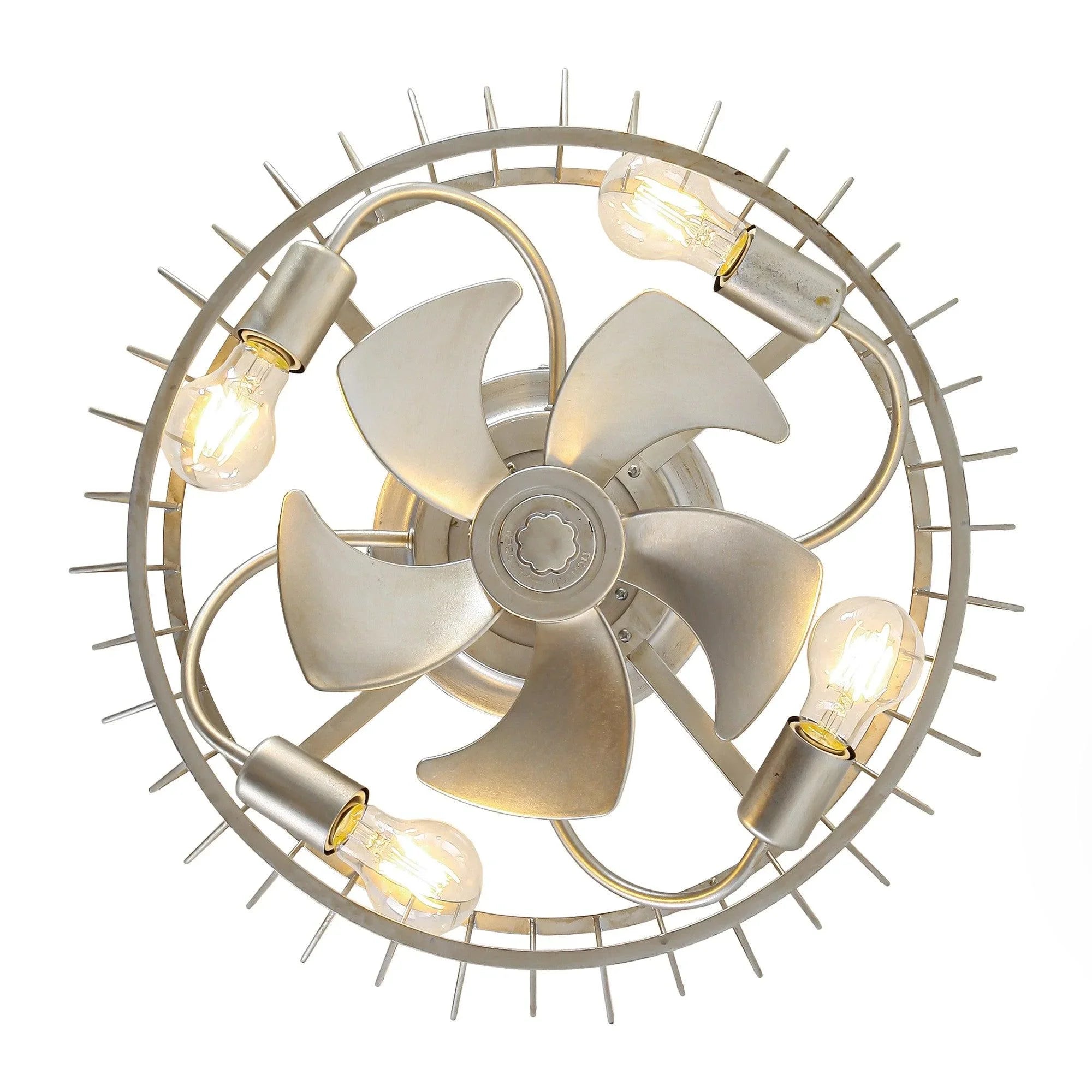 20 Inch Silver Flush Mount Ceiling Fan with Light APP and Remote Control