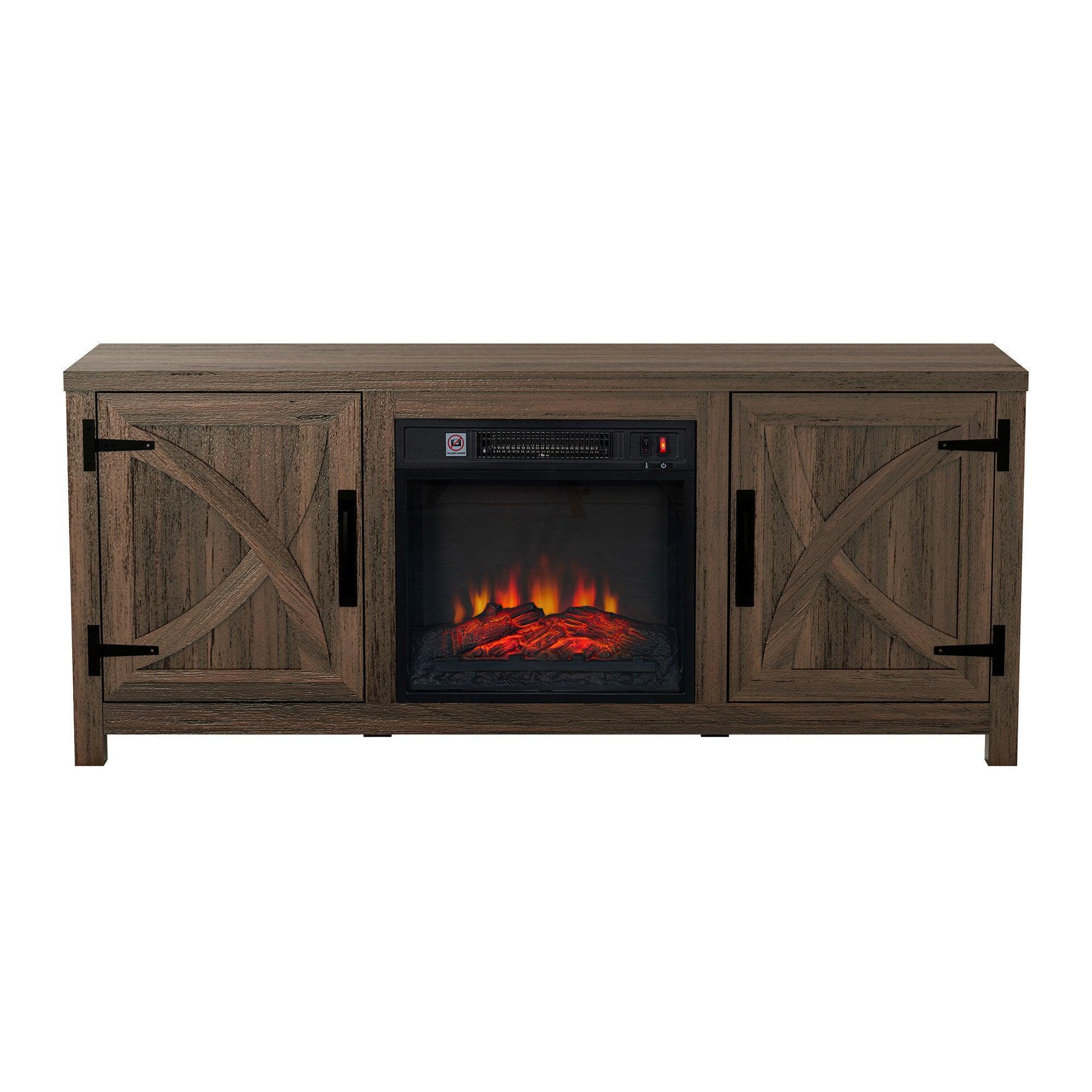 Modern White Electric Fireplace TV Stand For 58 Inch TV Storage Cabinet For Living Room