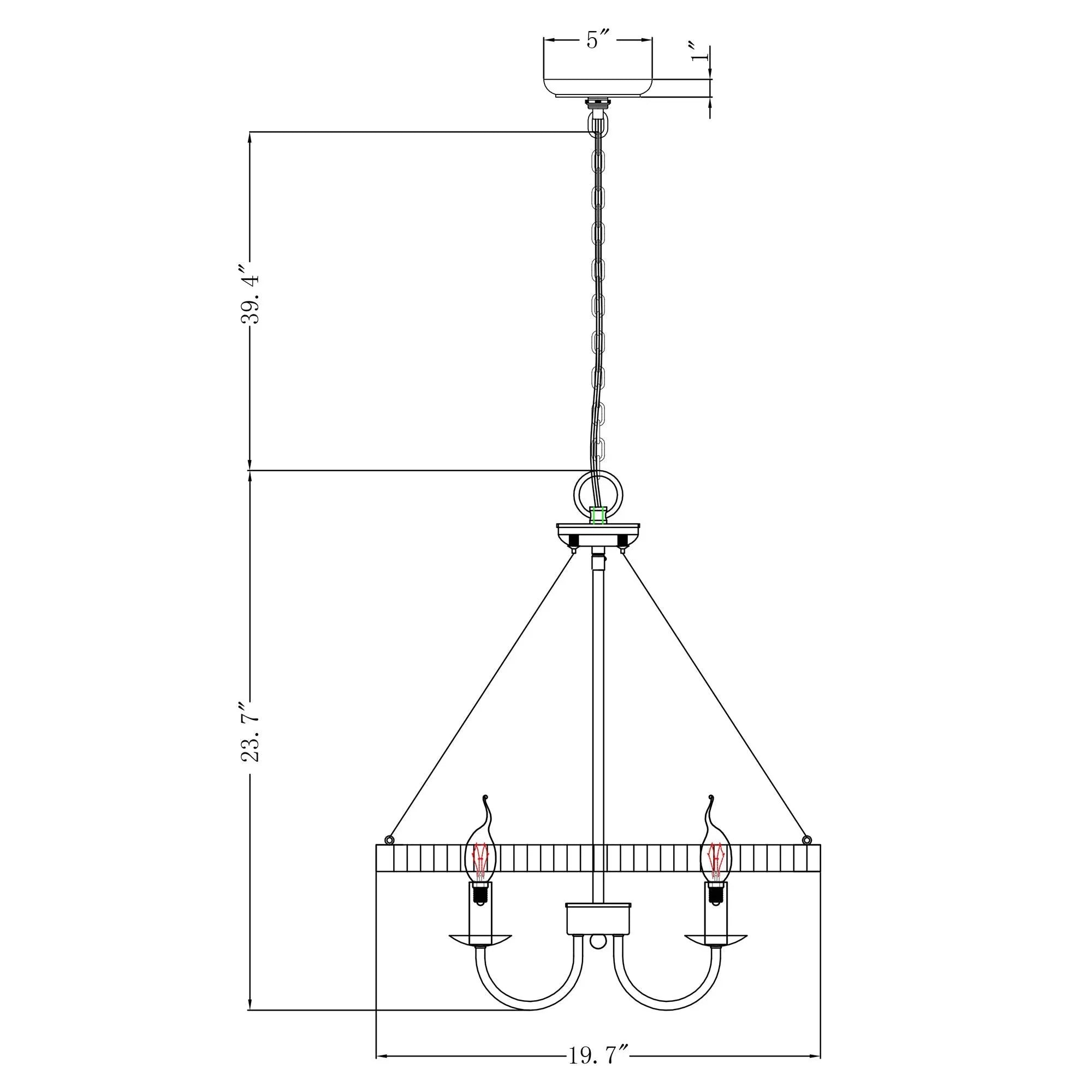 4-Light Iron Modern Island Pendant Lighting with Acrylic Lens