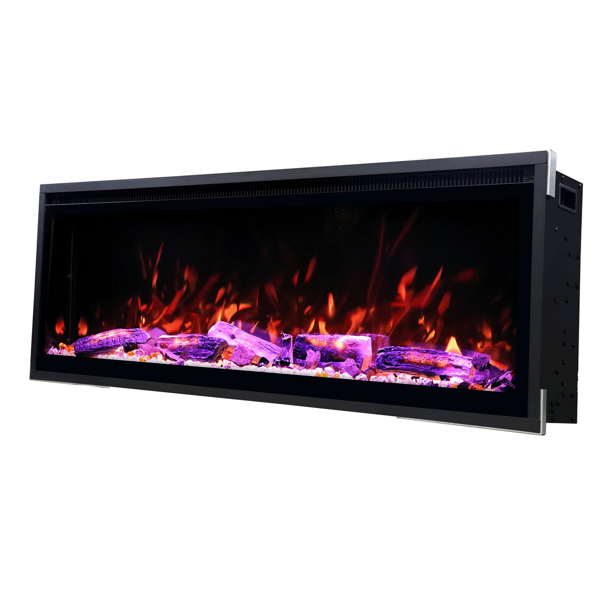 Smart Electric Fireplace with Wi-Fi & Remote Control, Recessed or Wall-Mounted, 13 Flame Colors & Crackling Sound