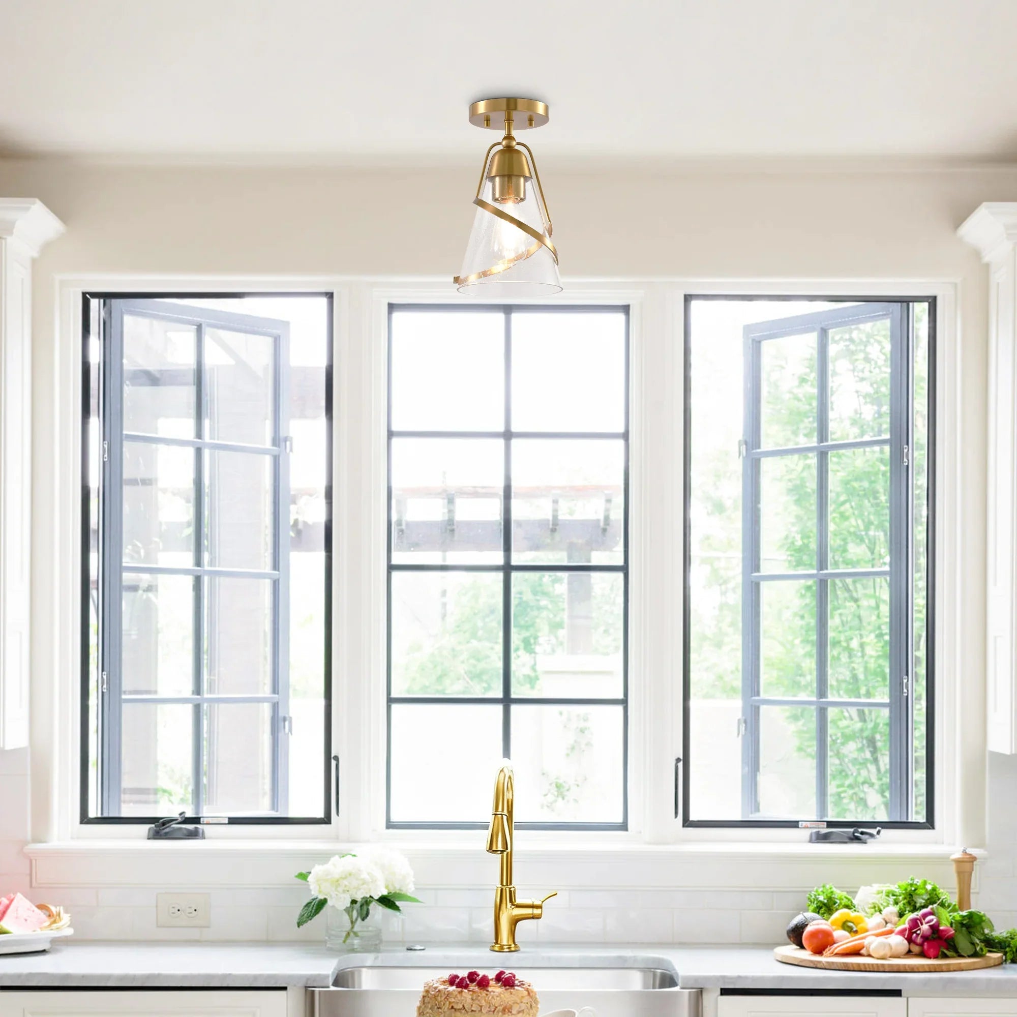 7 Inch Walker 1-Light Semi-Flush Mount Ceiling Light