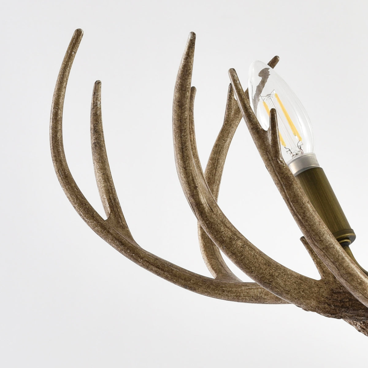 Mick 3-Light Antique Brass Antler Semi-Flush Mount Ceiling Light