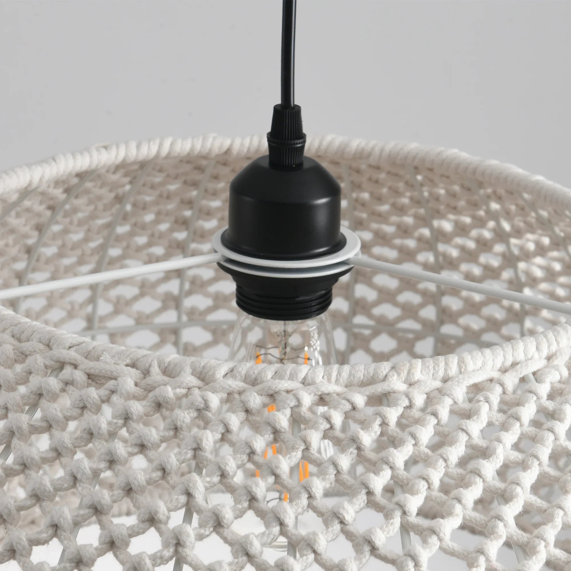 19" Tyler Bohemian Handwoven Cotton Rope Island Pendant Light