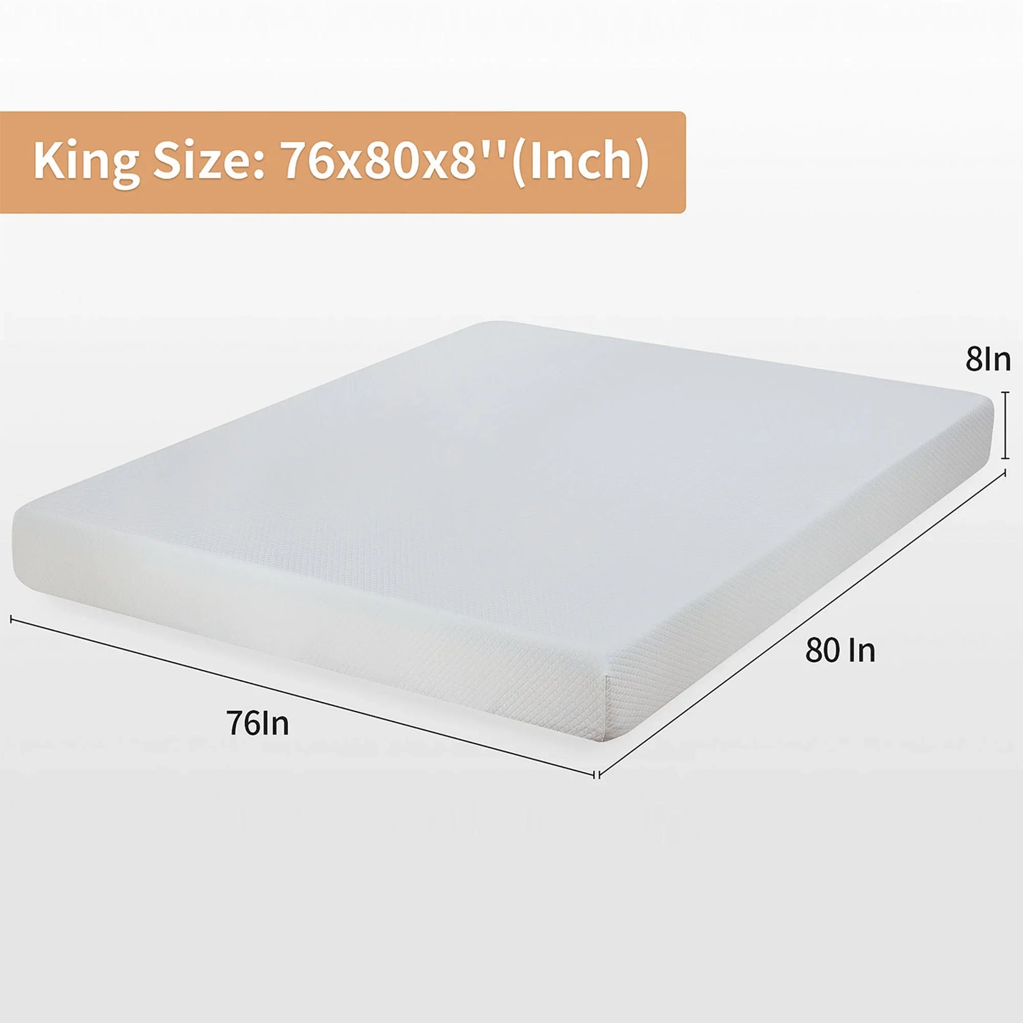 Artemisia 8" White Memory Foam Medium Firm Mattress with 2” Gel Infused Memory Foam