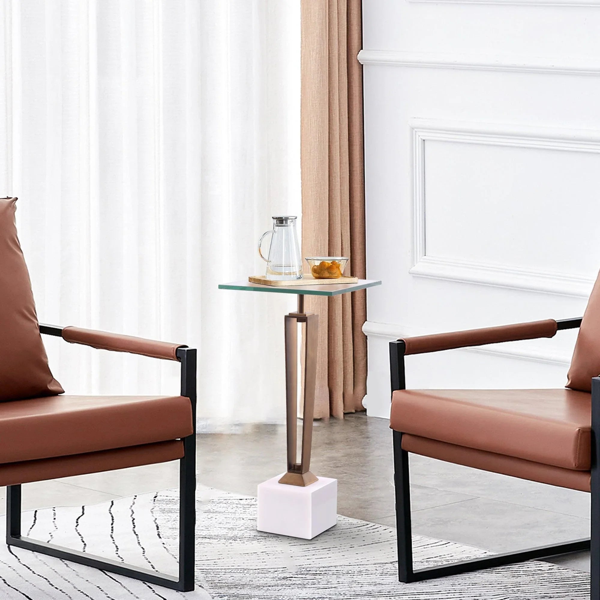 11" Modern Martini Table with White Marble