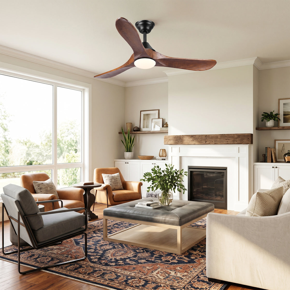 48 Inch Sylvie LED Ceiling Fan with Solid Wood Blades