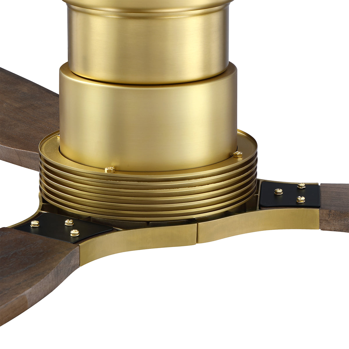 48 Inch Soft Brass Solid Wood Blades Flush Mount Ceiling Fan