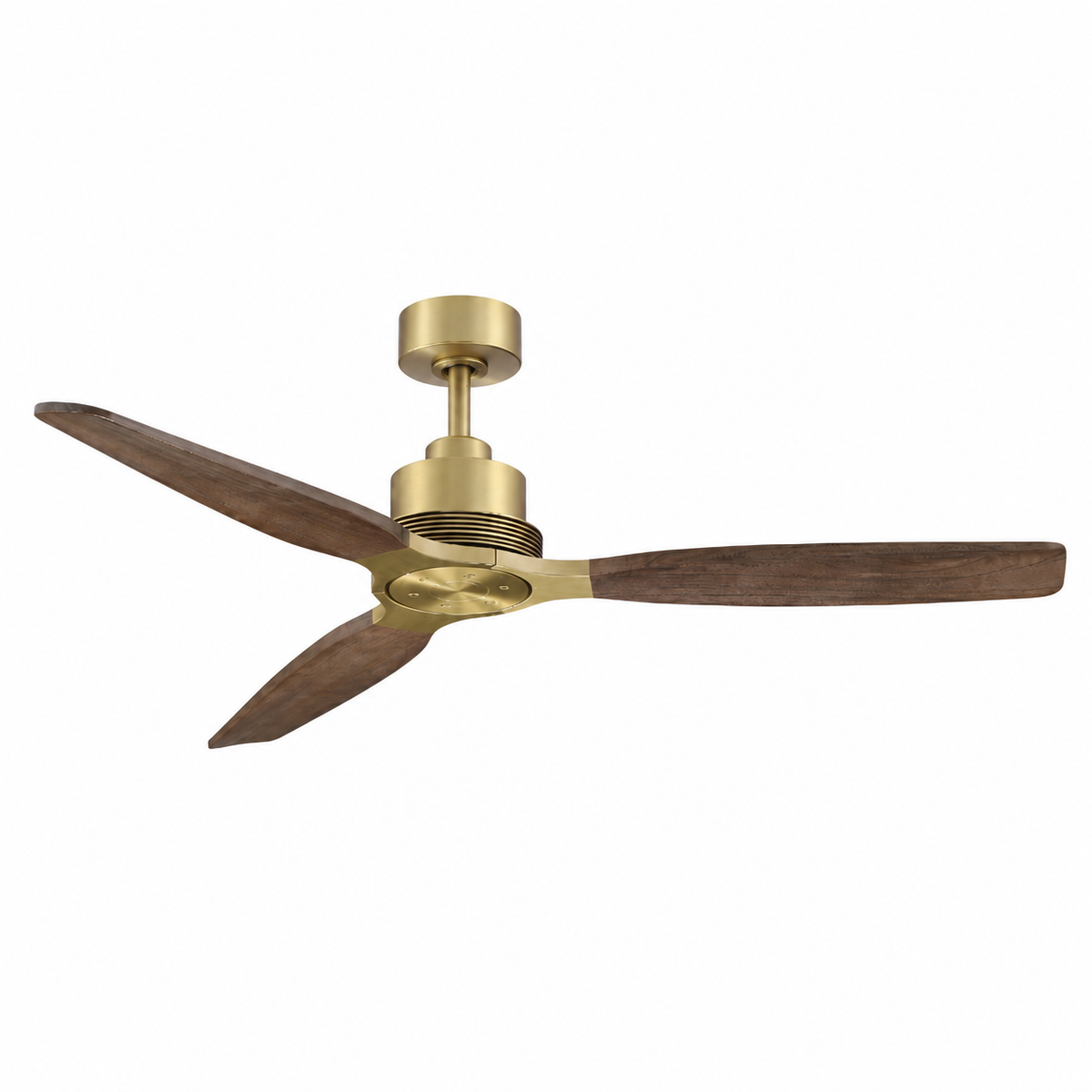 48 Inch Soft Brass Solid Wood Blades Downrod Mount Ceiling Fan