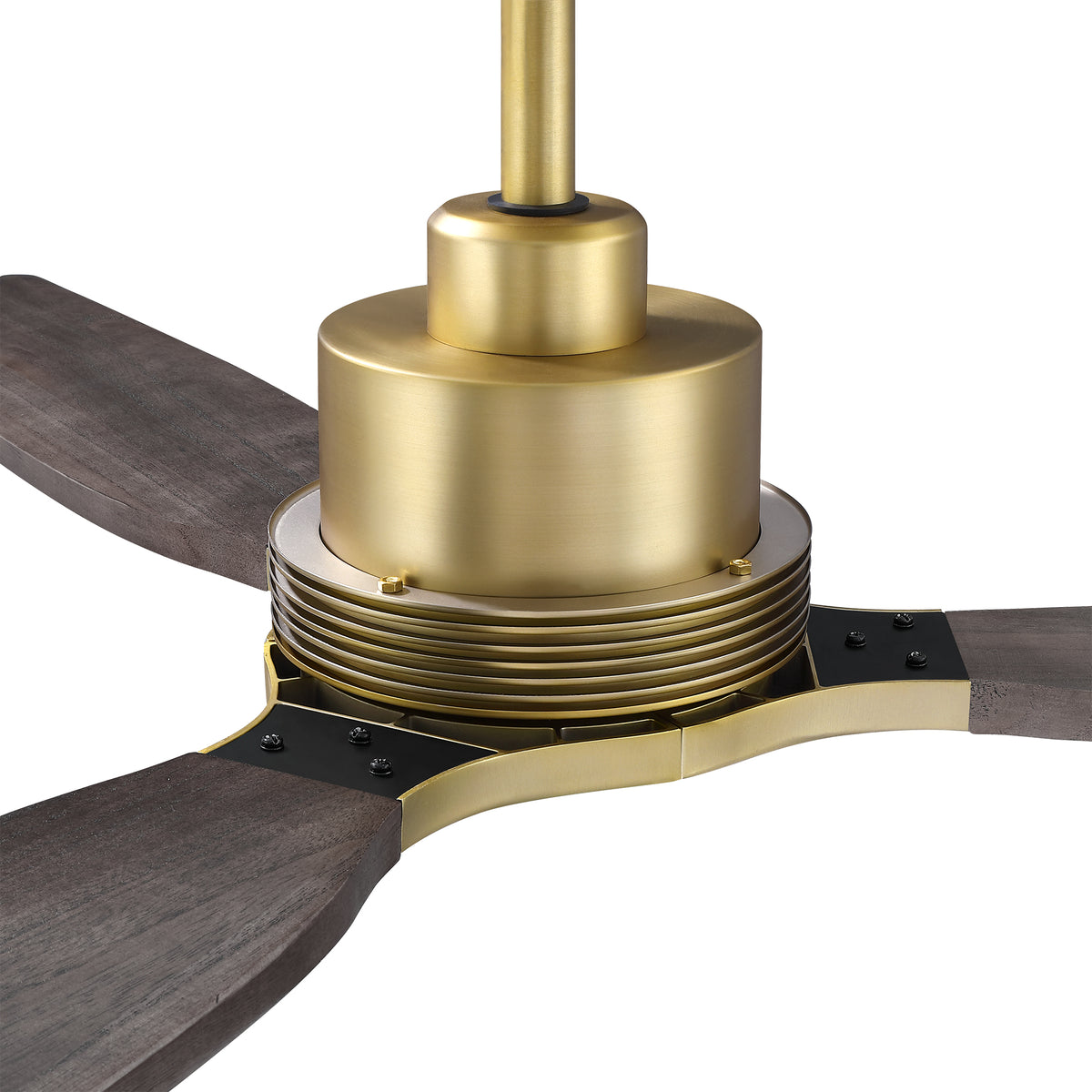 48 Inch Soft Brass Solid Wood Blades Downrod Mount Ceiling Fan