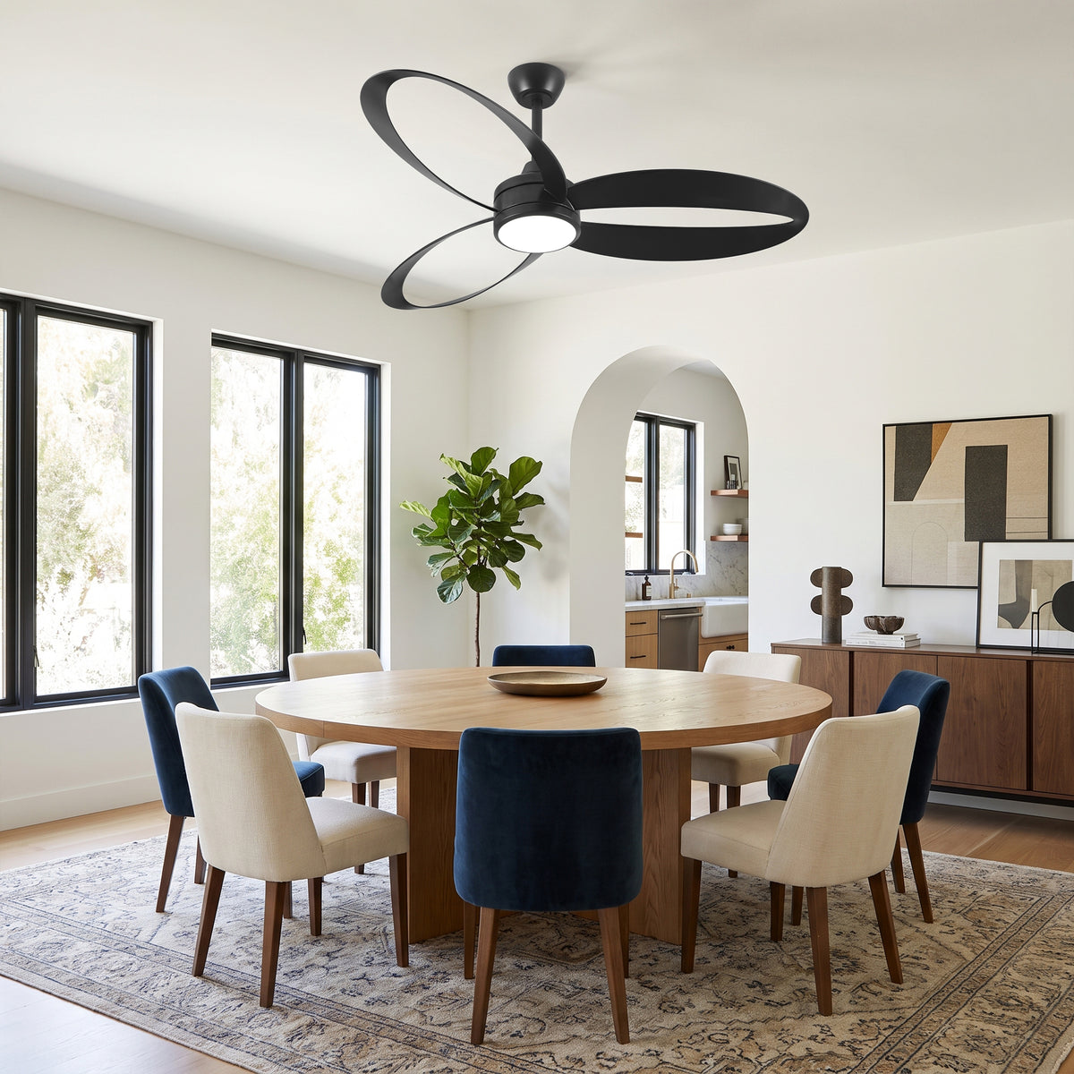 42-Inch 52-Inch Modern Loop-Blade LED Ceiling Fan