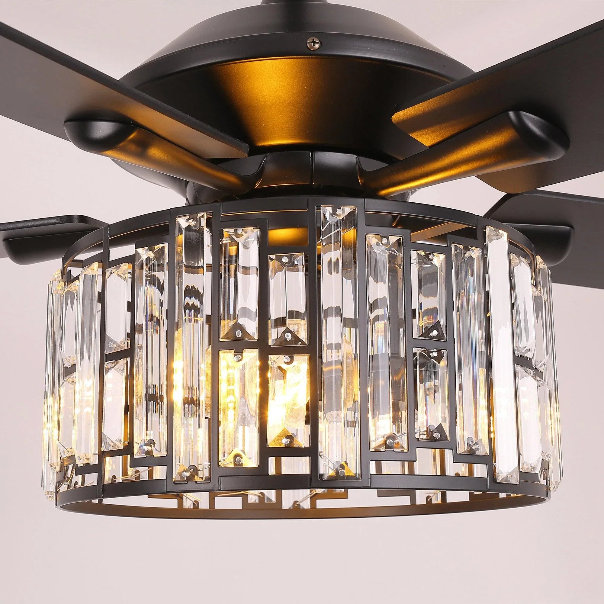 52" Dicken Modern Downrod Mount Reversible Crystal Ceiling Fan with Lighting