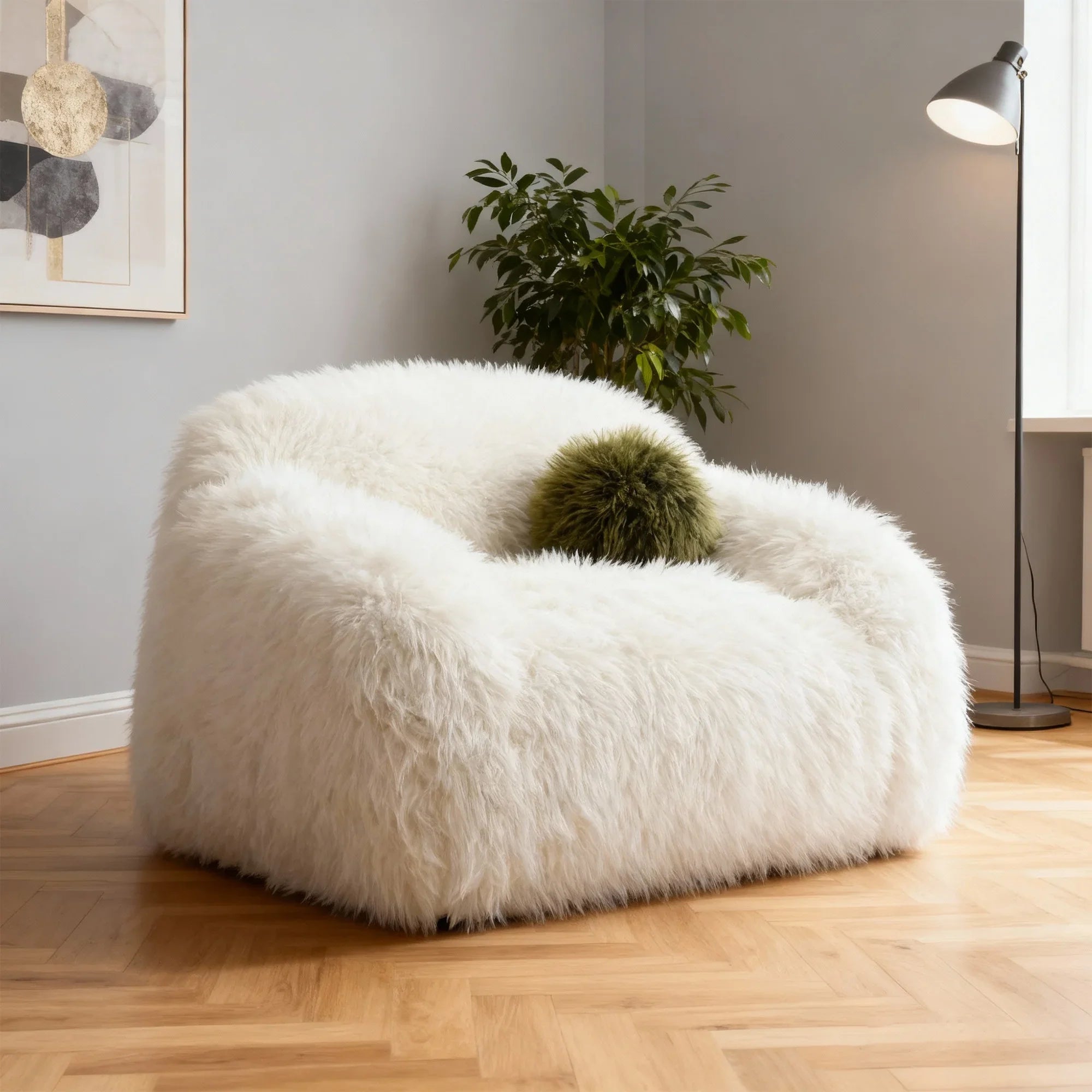 43 Inch Darwen Modern 360-Degree Swivel Chair with Ball Pillow