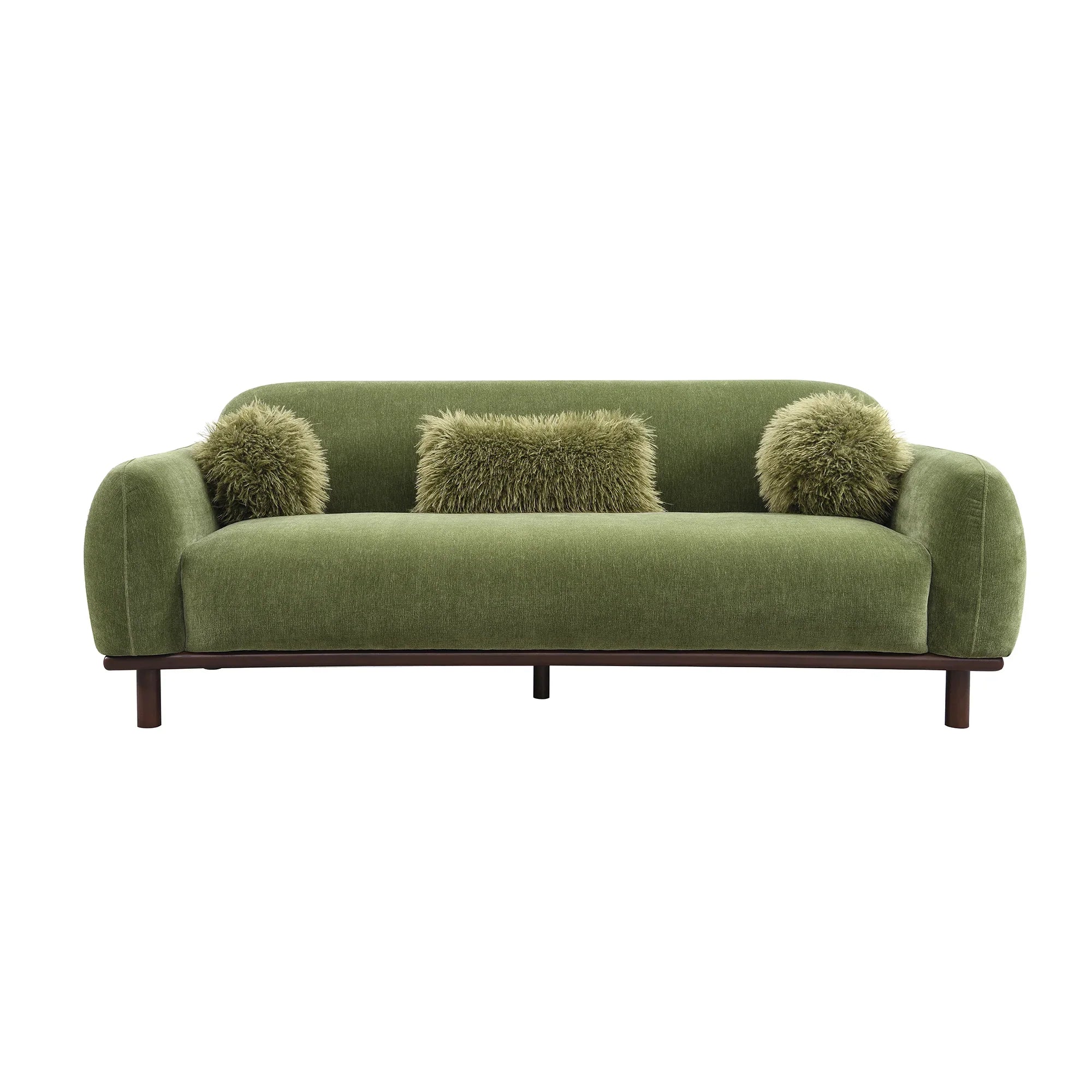 Mellone 84" Mid-Century Modern Chenille Sofa with 3 Pillows