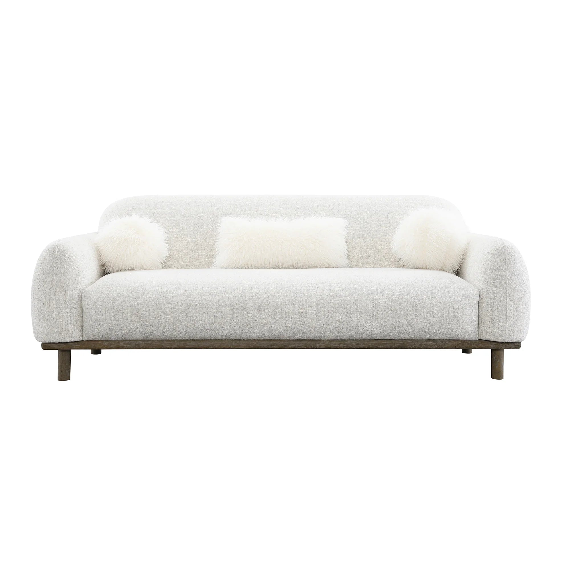 Mellone 84" Mid-Century Modern Chenille Sofa with 3 Pillows