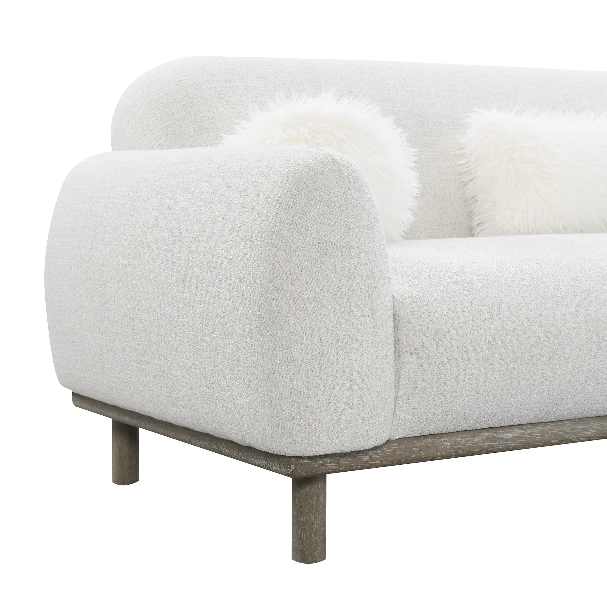 Mellone 84" Mid-Century Modern Chenille Sofa with 3 Pillows