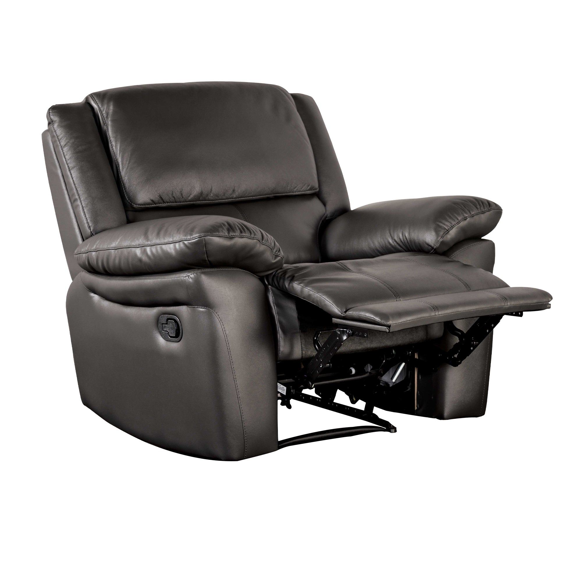 38 Inch Leather Recliner Chair with Pillow Top Arms for Living Room