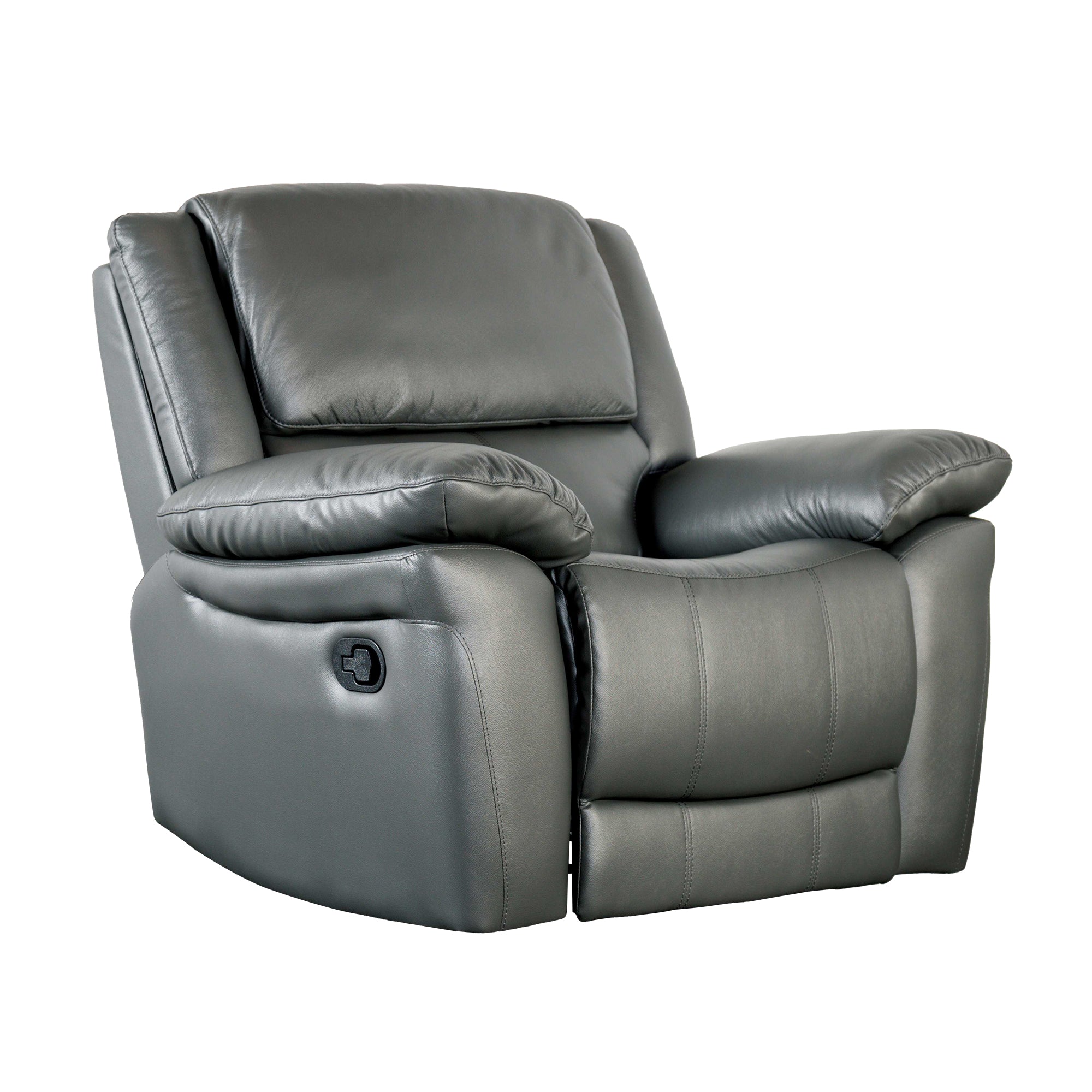 38 Inch Leather Recliner Chair with Pillow Top Arms for Living Room