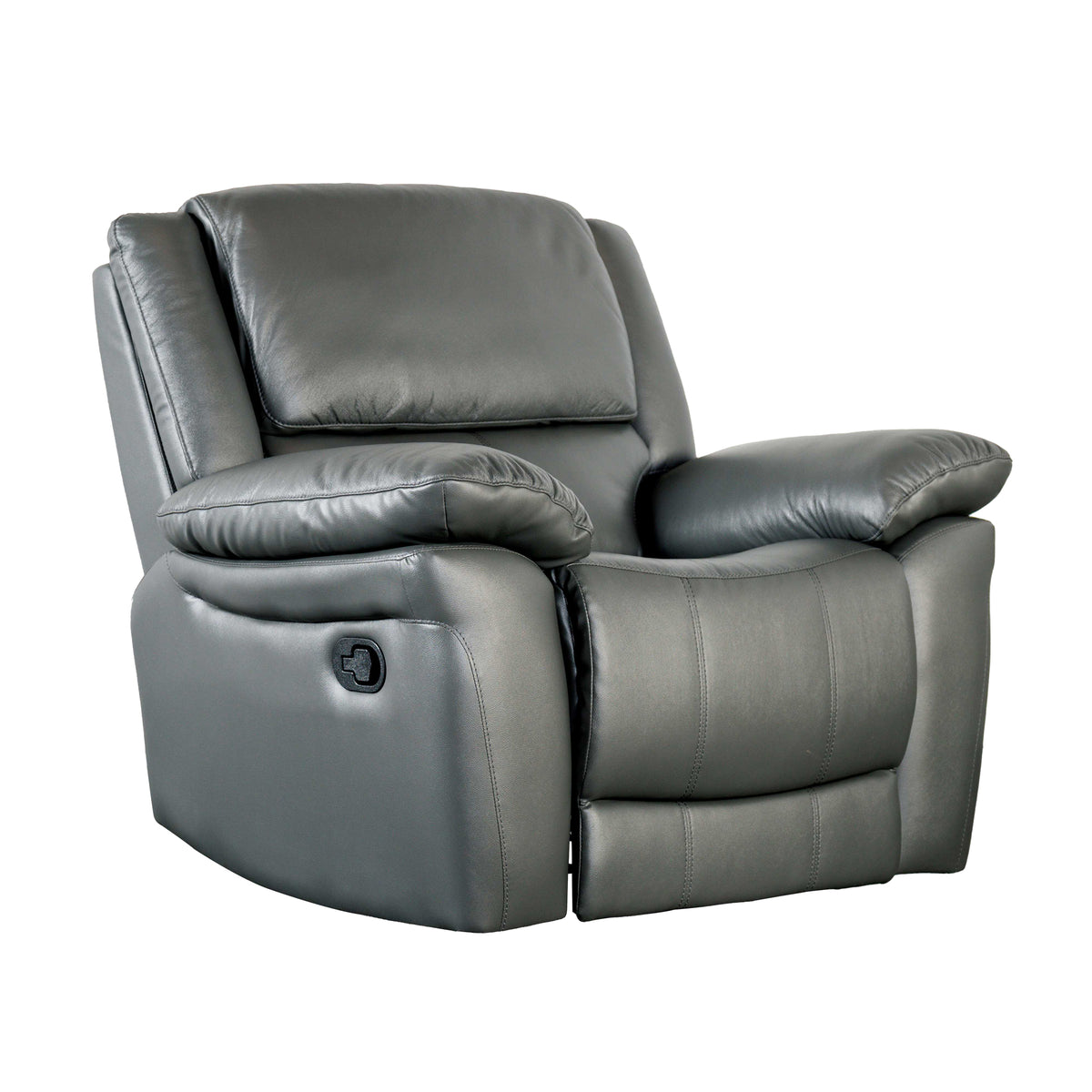 38 Inch Leather Recliner Chair with Pillow Top Arms for Living Room