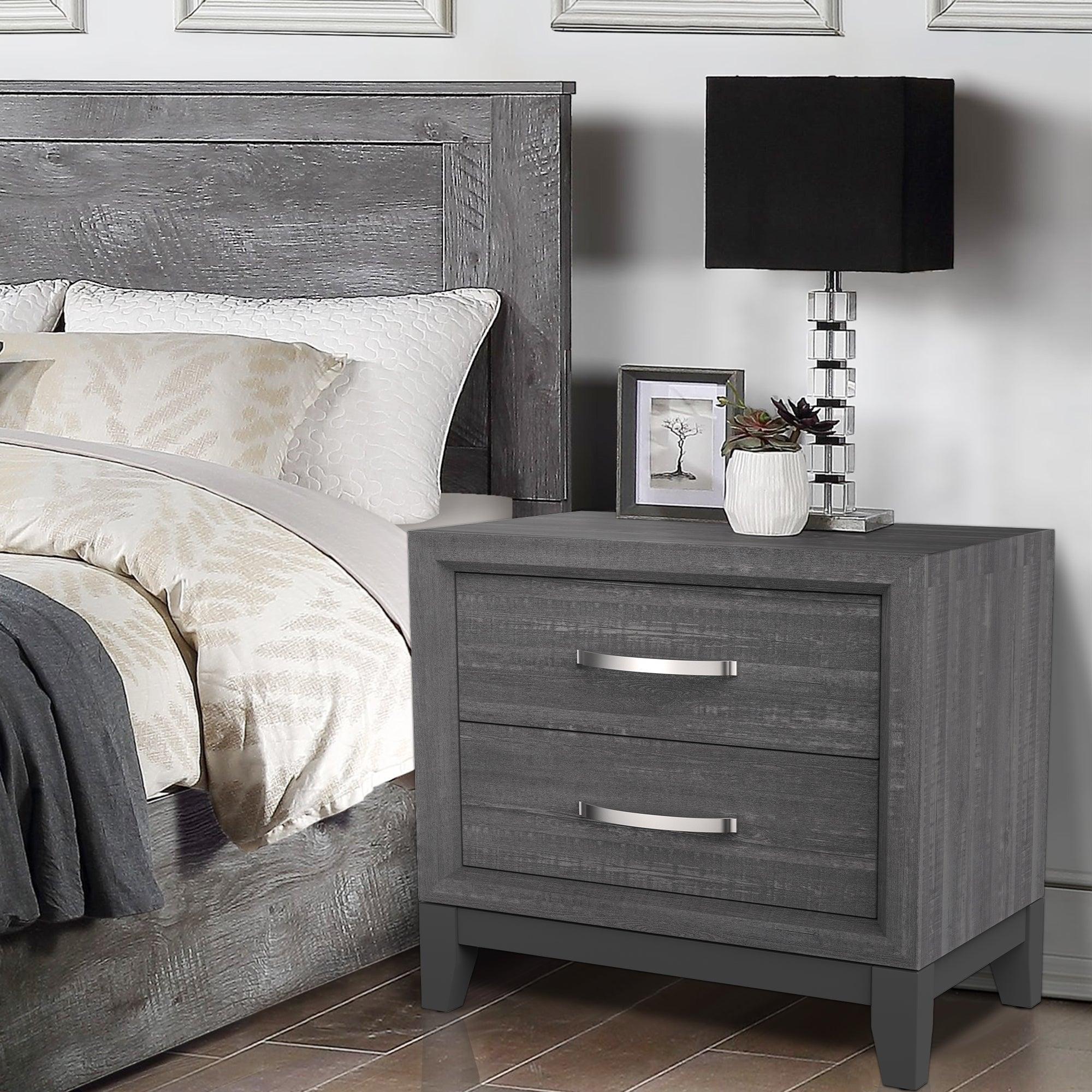 Furniture of America Lucien Modern Wood Nightstand with 2 Drawers