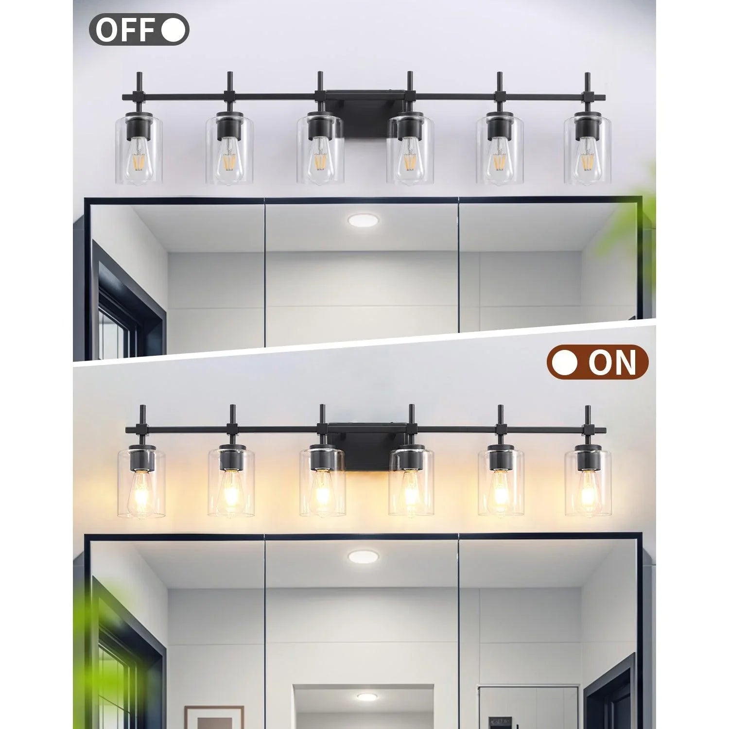 Jasper Modern Clear Glass 6-Light Bathroom Vanity Light