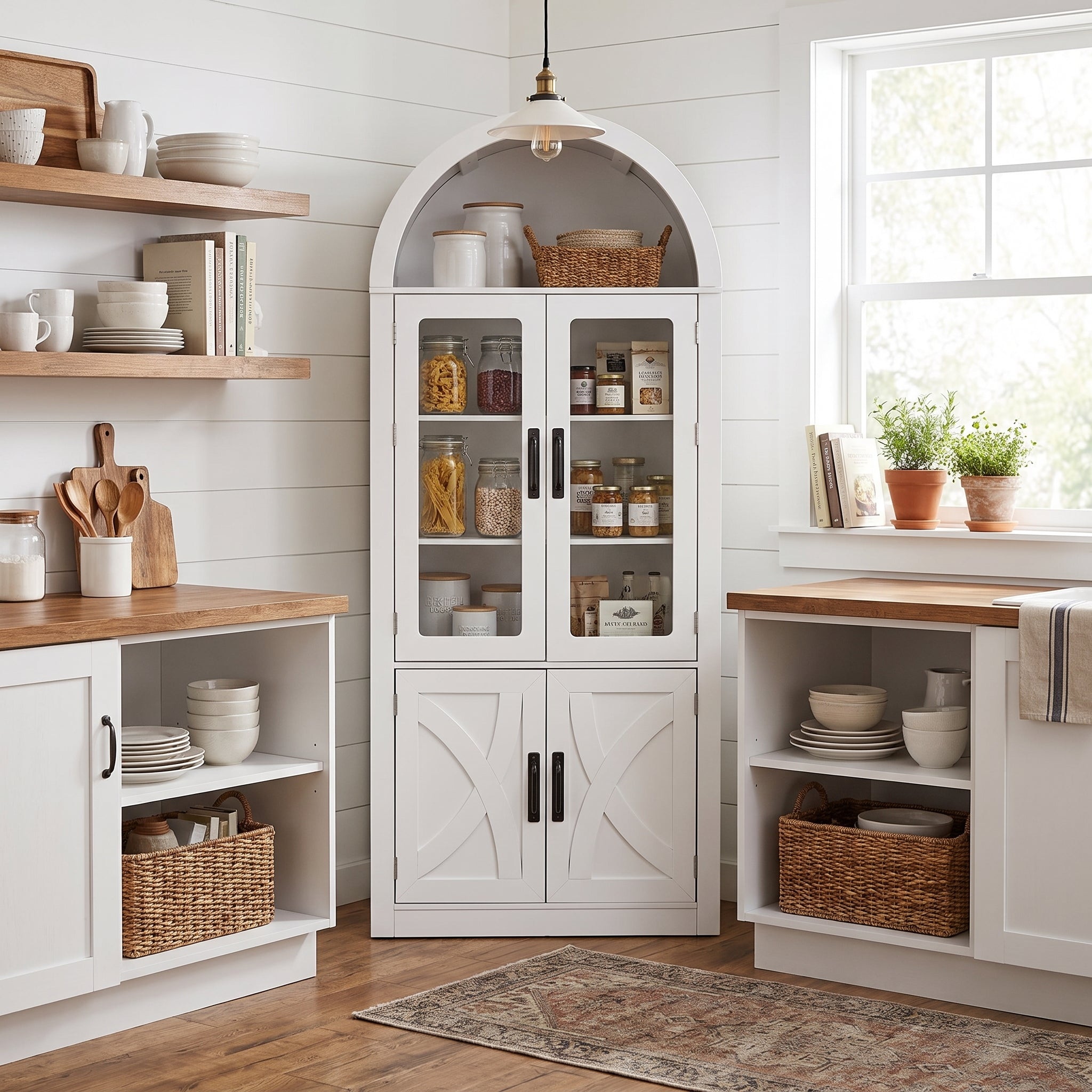 70"H Wood White Modern Indoor Storage Cabinet