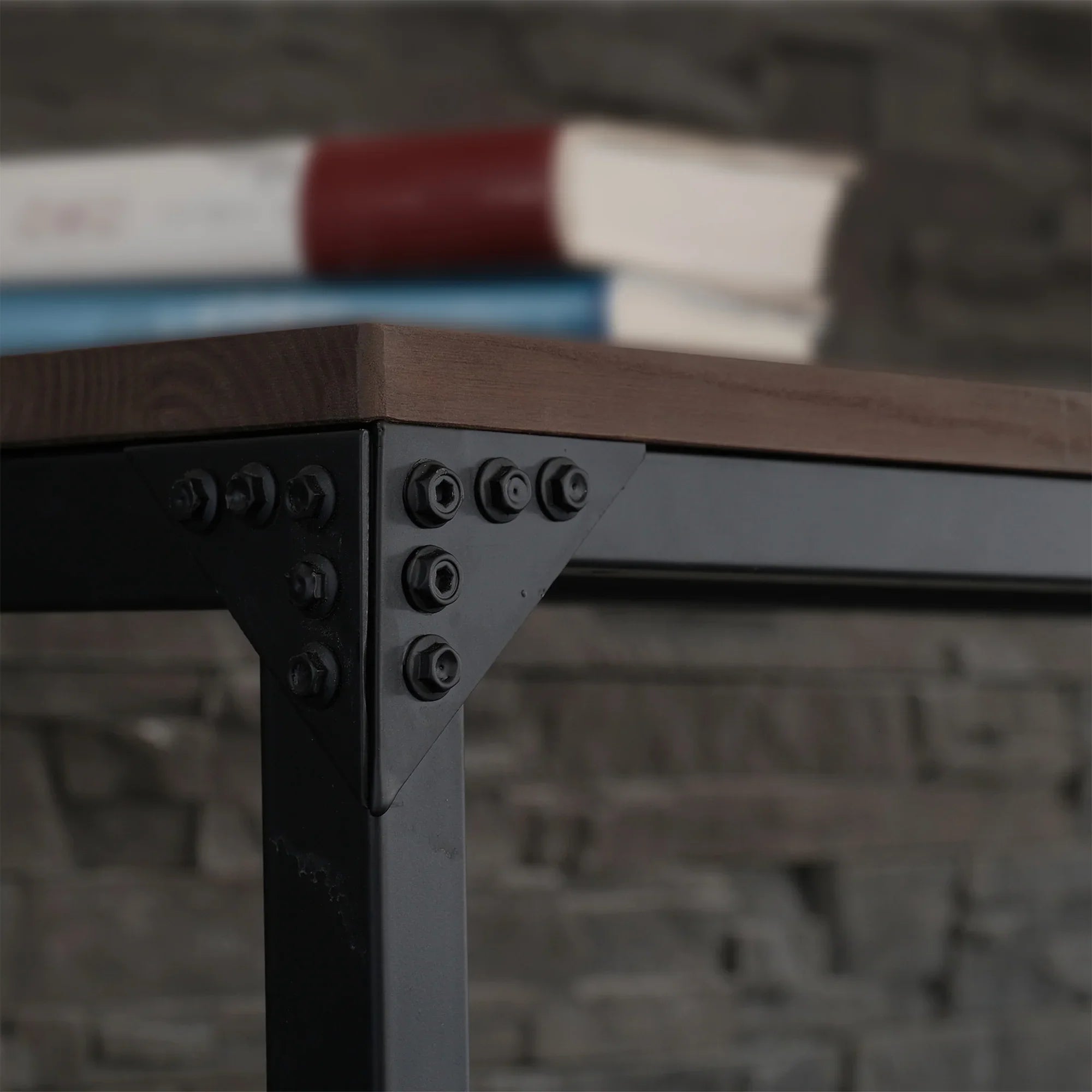55"W Minimalist Logan Solid Wood and Metal Console Table