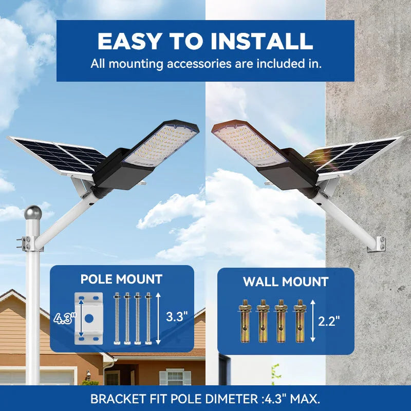 1200W solar street light with pole -30,000lumens
