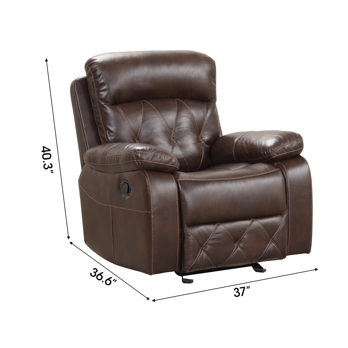 Osias 37 Inch Leatherette Manual Recliner with Pillow Top Arms