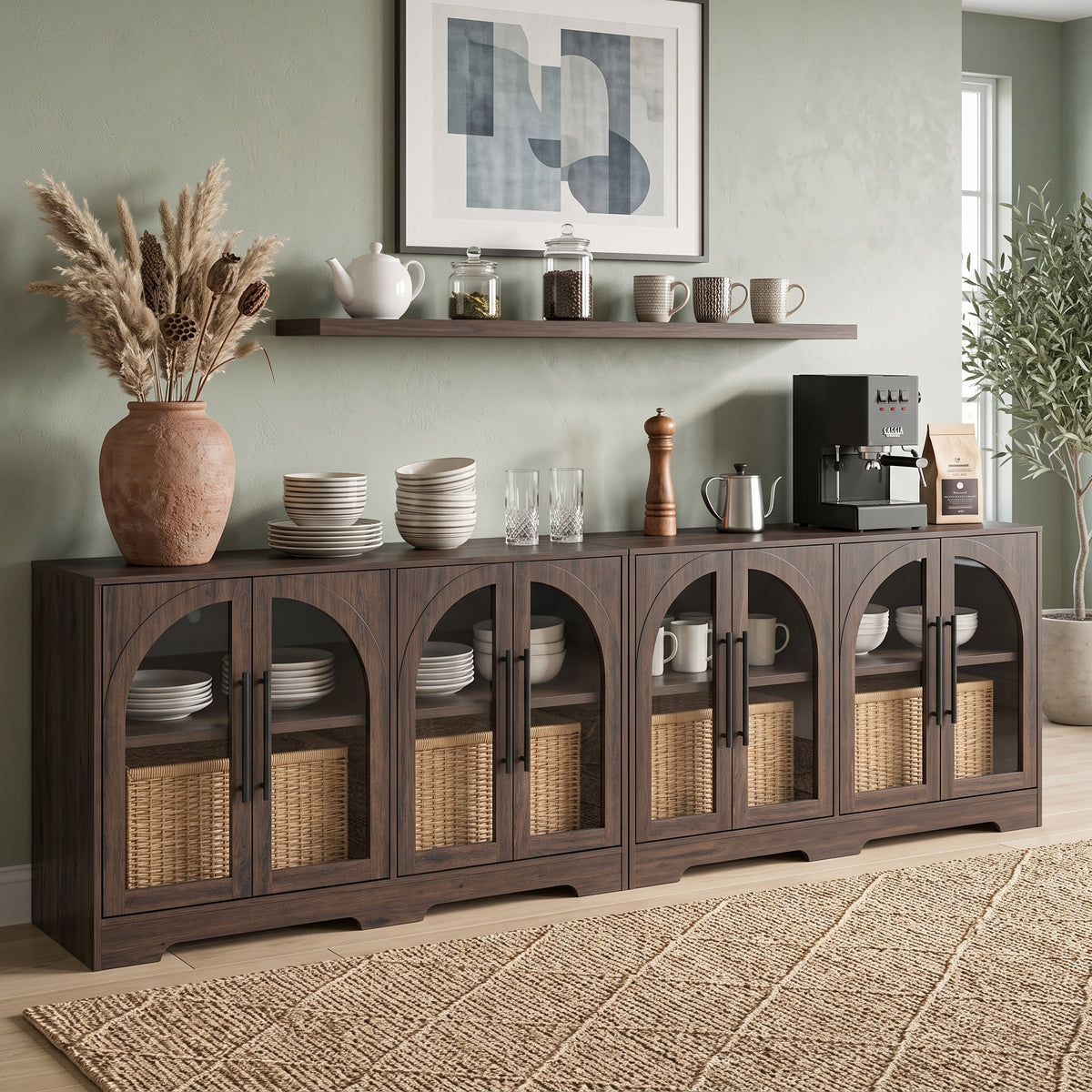 55 Inch TV Stand Console Sideboard Buffet with Adjustable Shelves