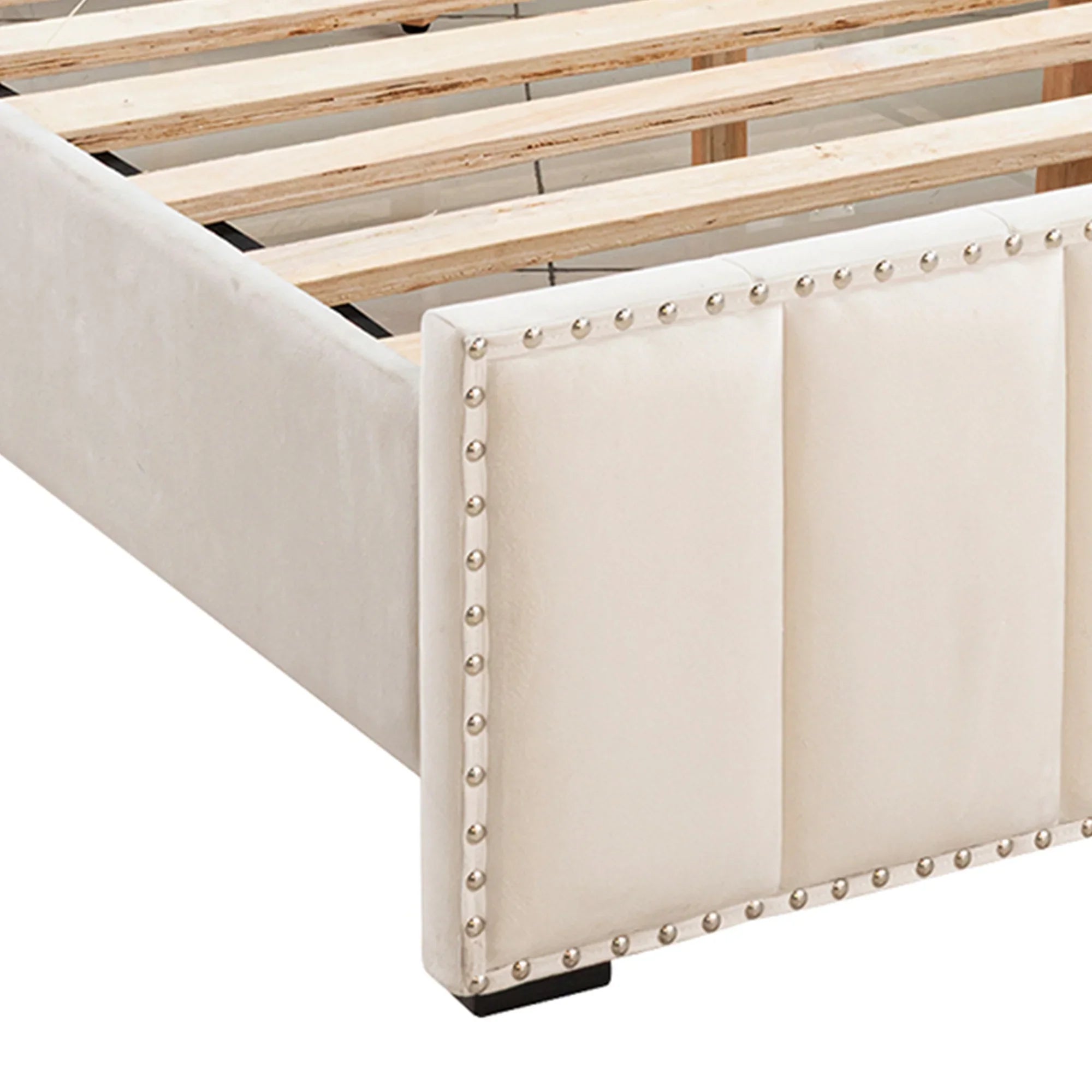 Farese Full & Queen Platform Bed Frame Storage Headboard with LED Light, No Box Spring Needed