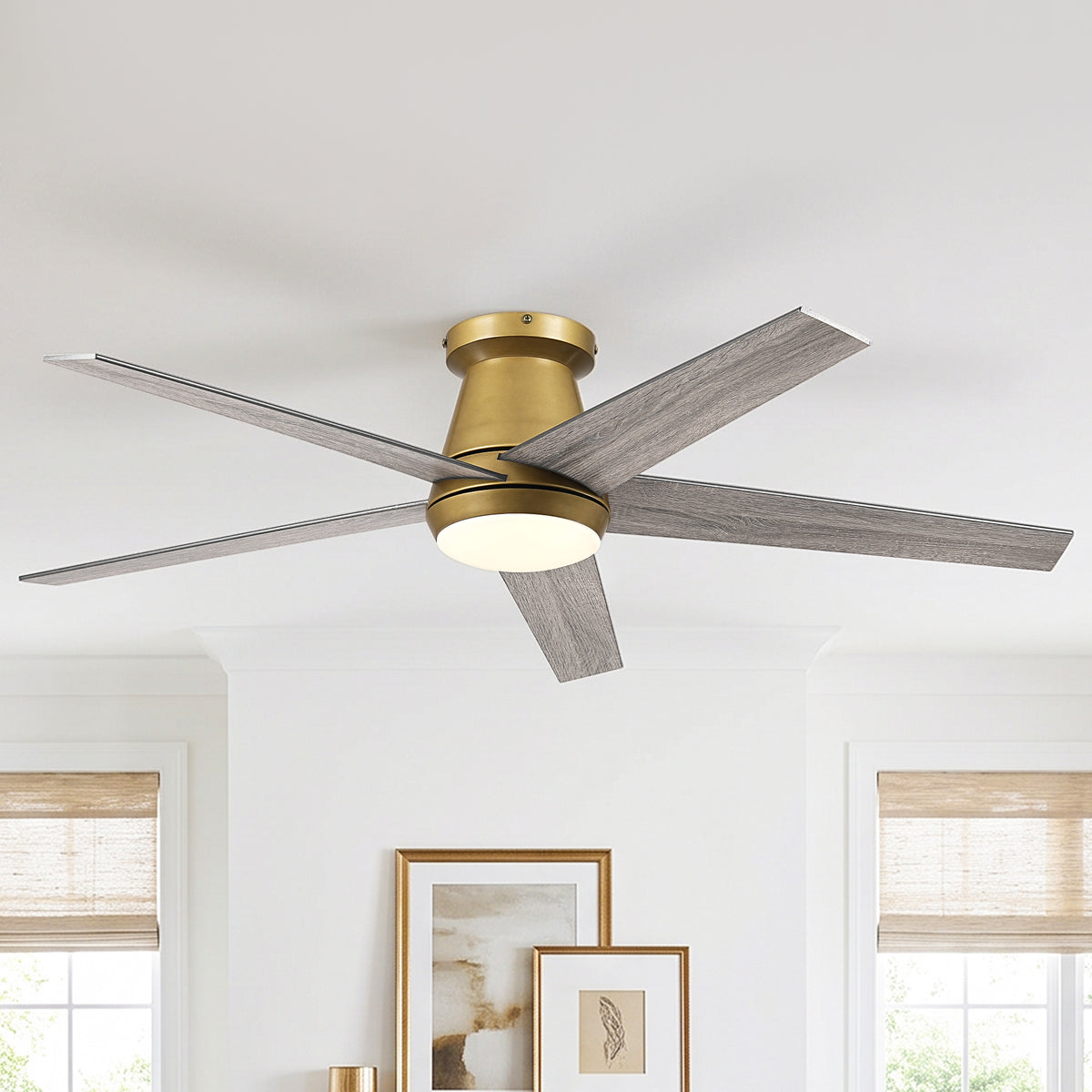 52 Inch Gavin Modern Flush Mount LED Ceiling Fan