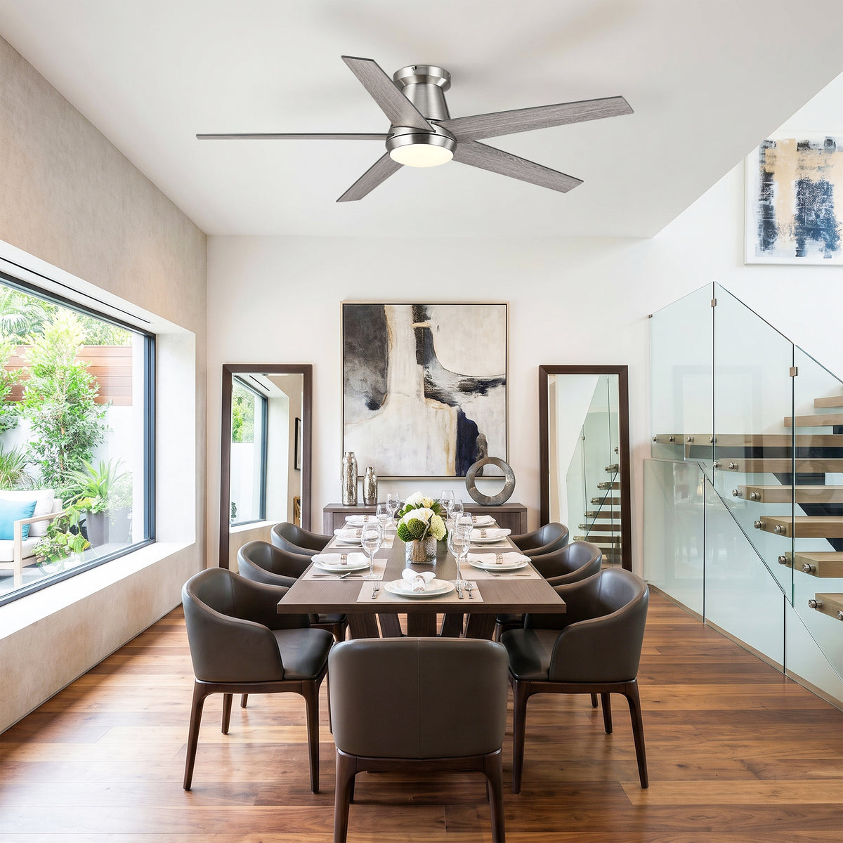 52 Inch Gavin Modern Flush Mount LED Ceiling Fan