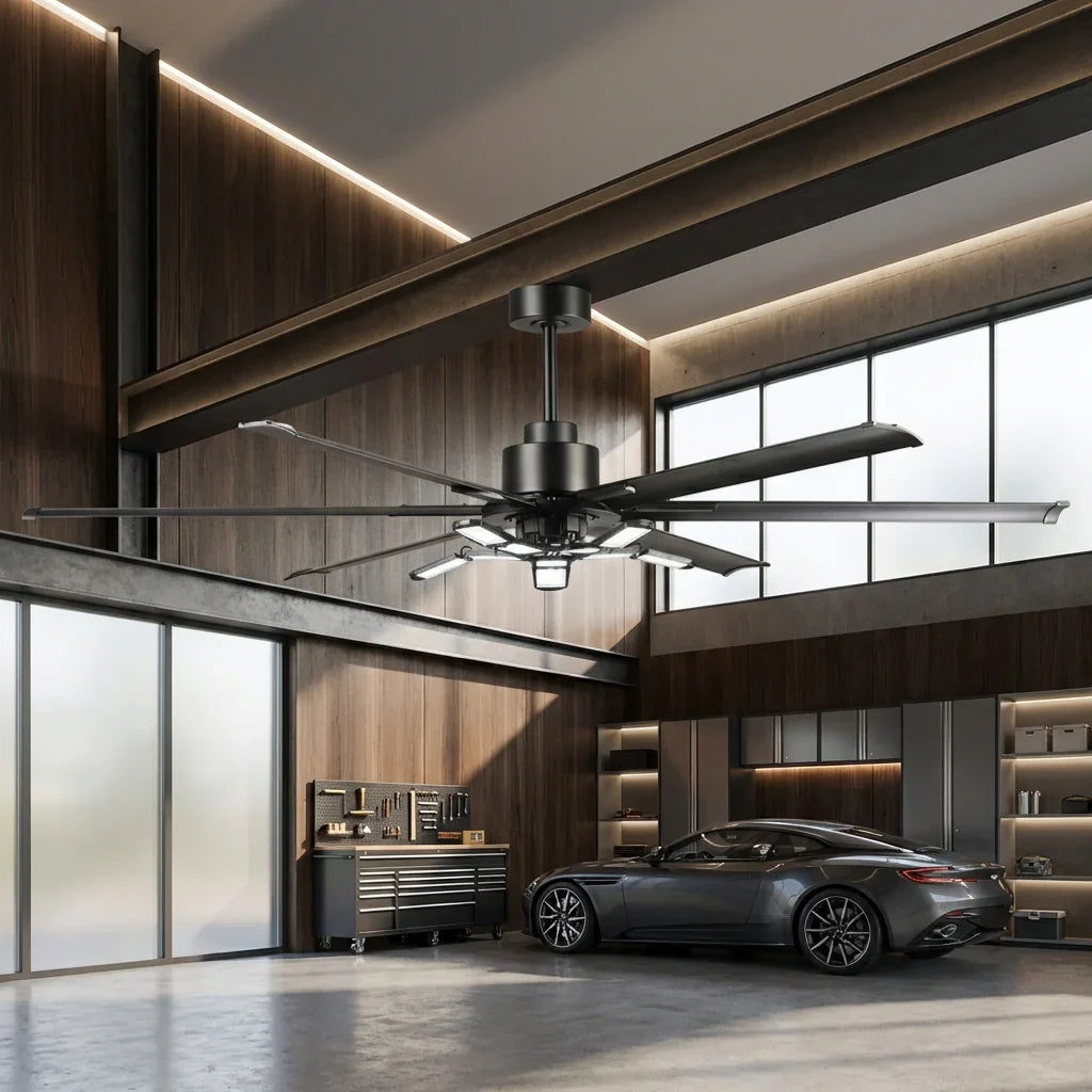 72 Inch 84 Inch Arlene HVLS Large Ceiling Fan with Foldable LED & Remote Control
