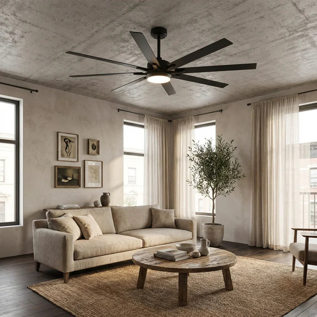 65 Inch Teresa Modern Double-sided Blades Ceiling Fan with Remote Control and LED Light