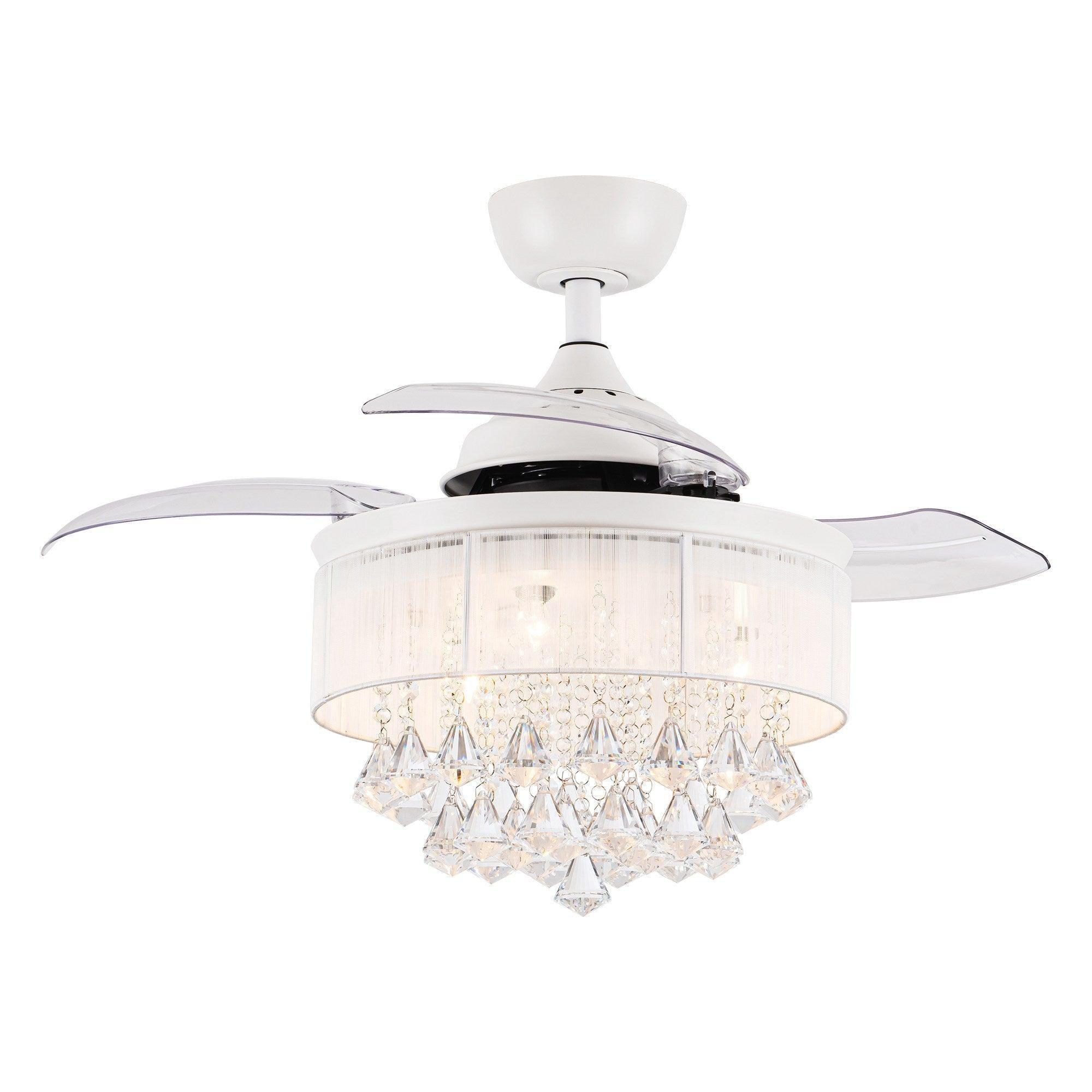 36" Bangaiore Modern Downrod Mount Crystal Ceiling Fan with Lighting and Remote Control - ParrotUncle