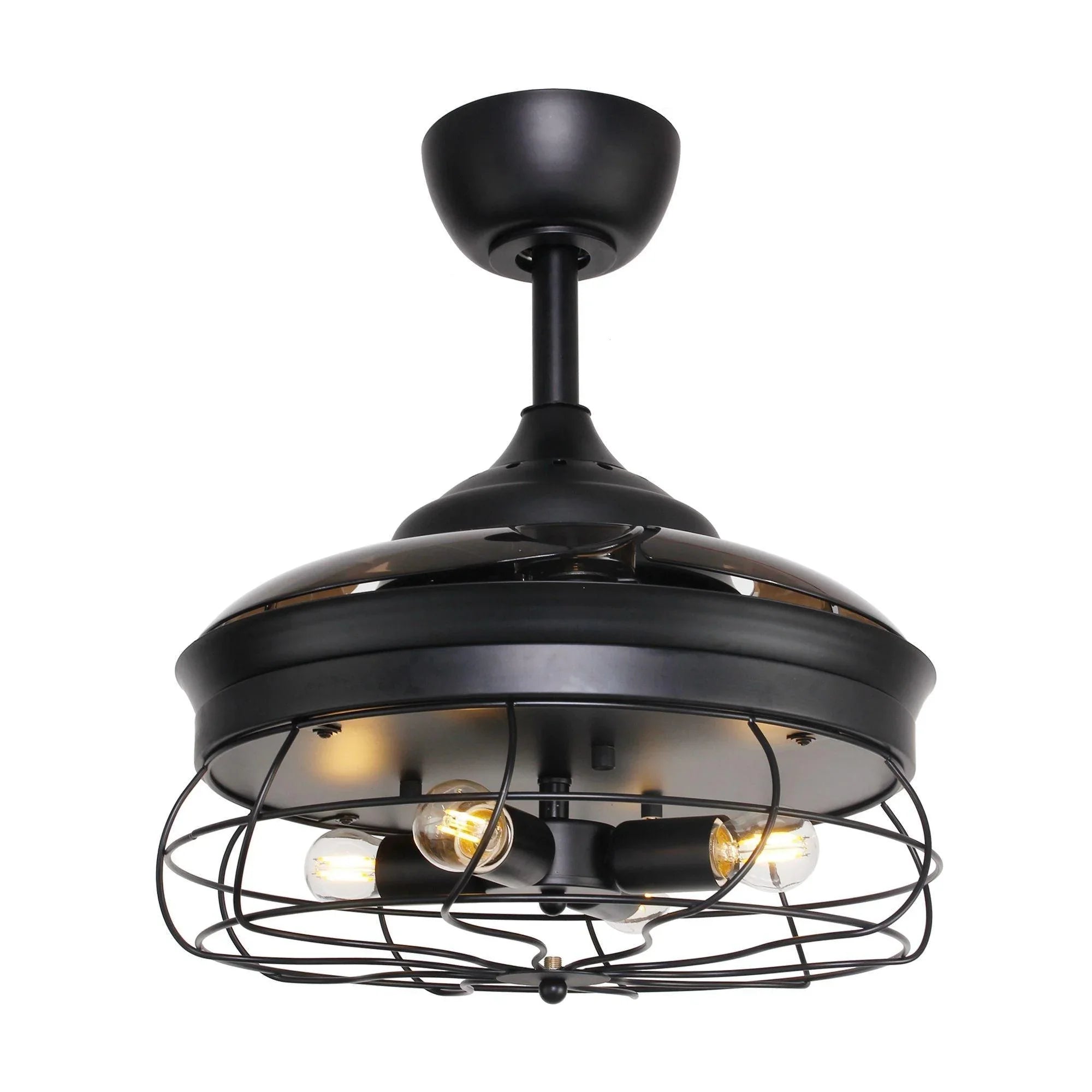 36" Benally Industrial Downrod Mount Ceiling Fan with Lighting and Remote Control - ParrotUncle