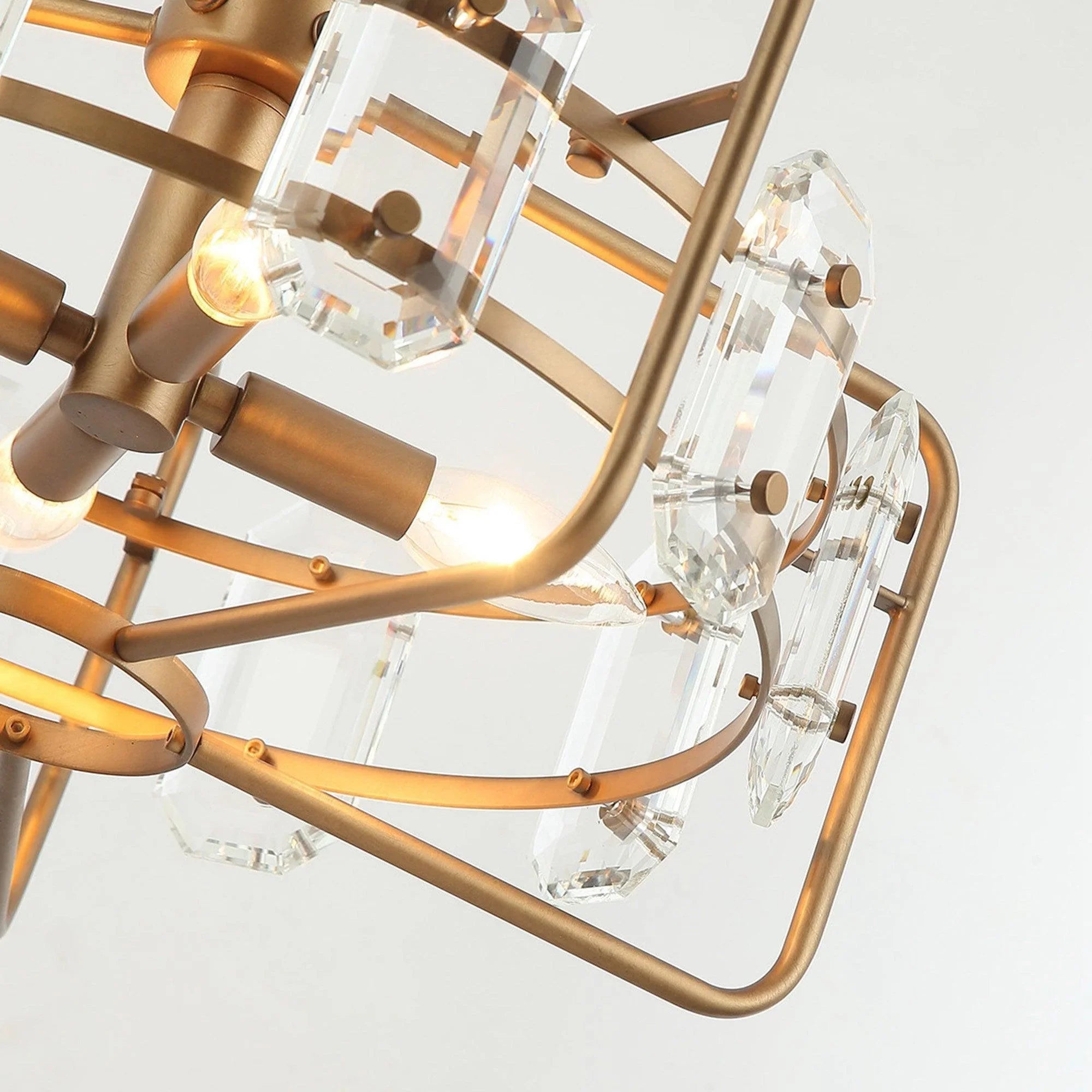 4-Light Golden Modern Crystal Pendant Light - ParrotUncle