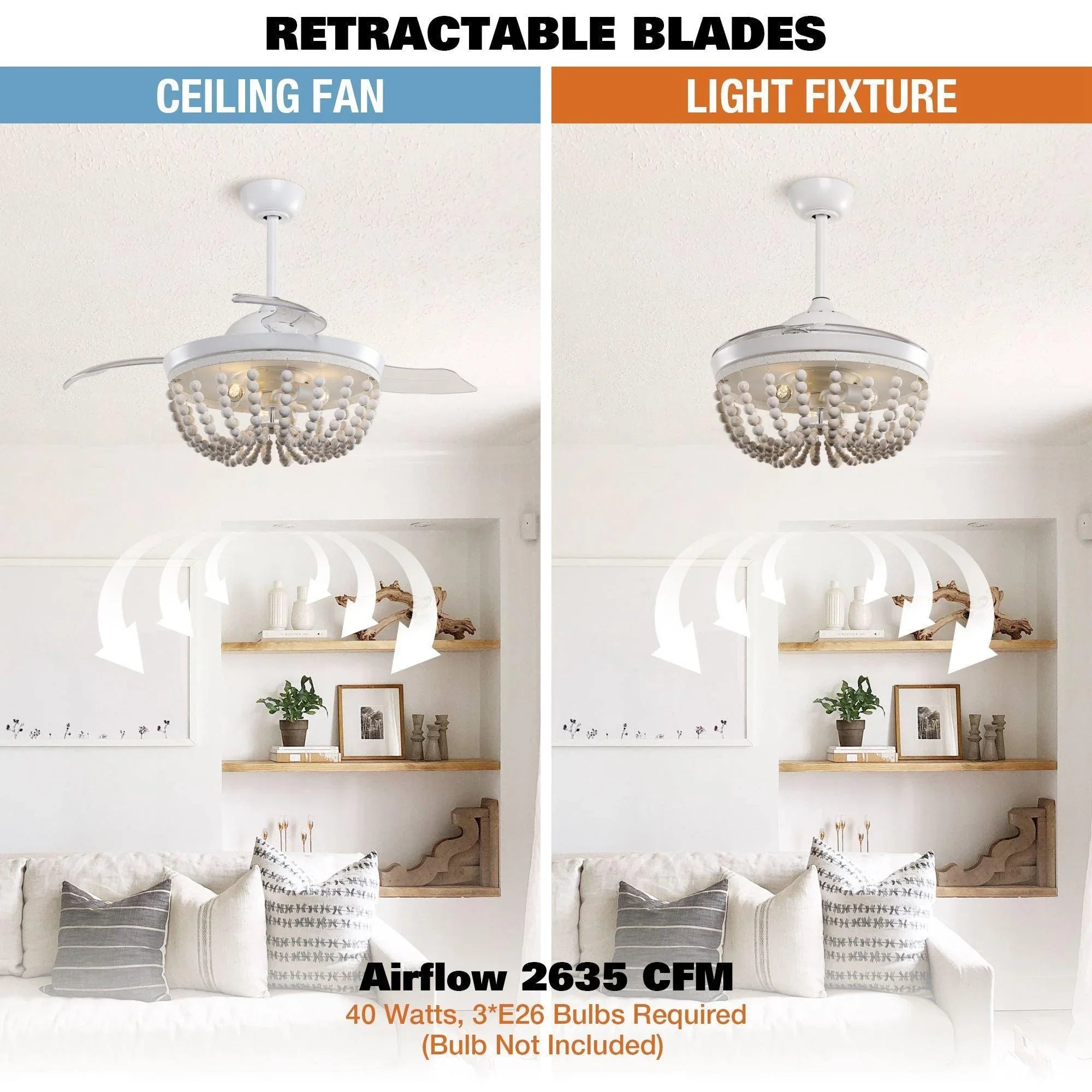 42" Huang Traditional Downrod Mount Chandelier Ceiling Fan with Lighting and Remote Control - ParrotUncle