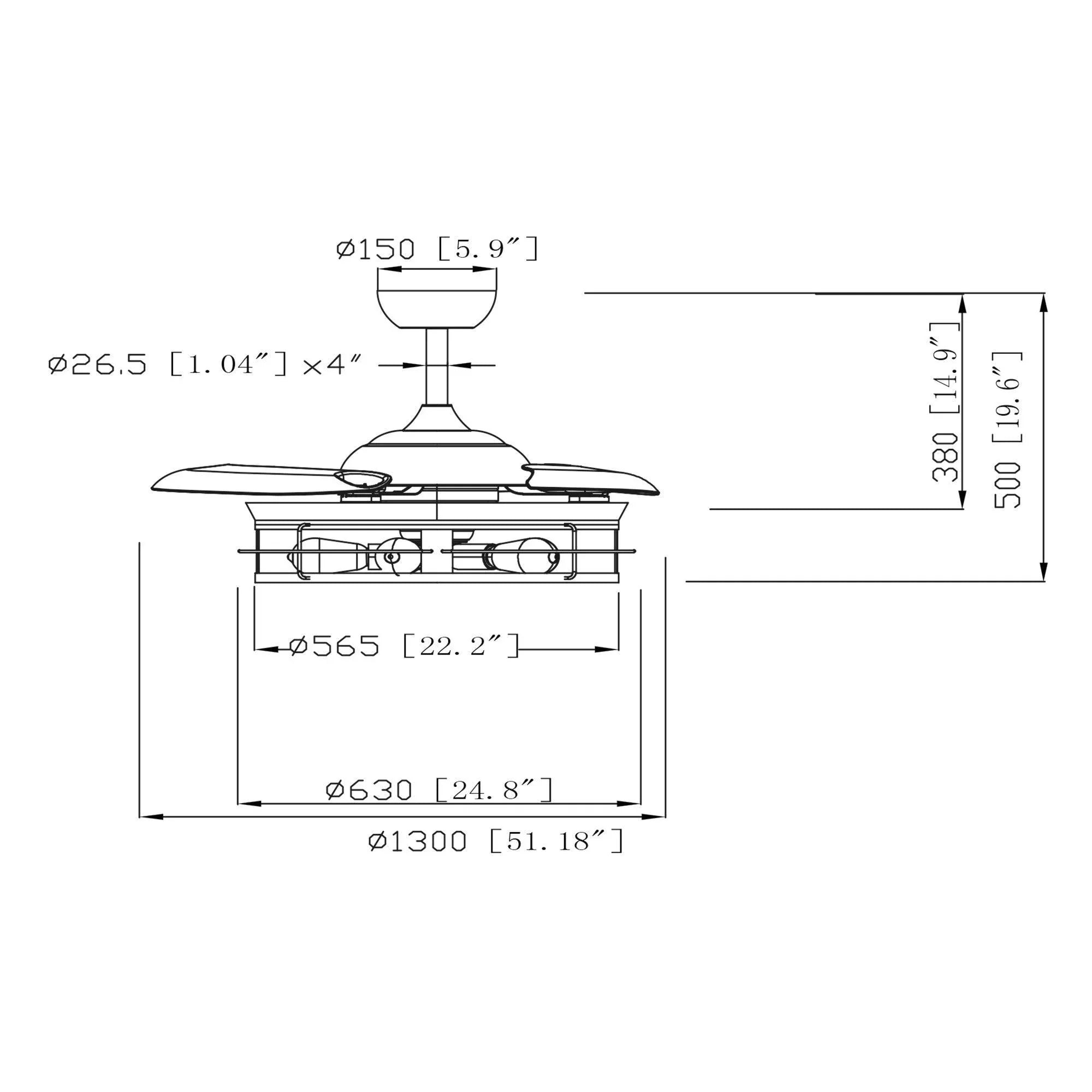 52" Jamshedpur Industrial Downrod Mount Ceiling Fan with Lighting and Remote Control - ParrotUncle