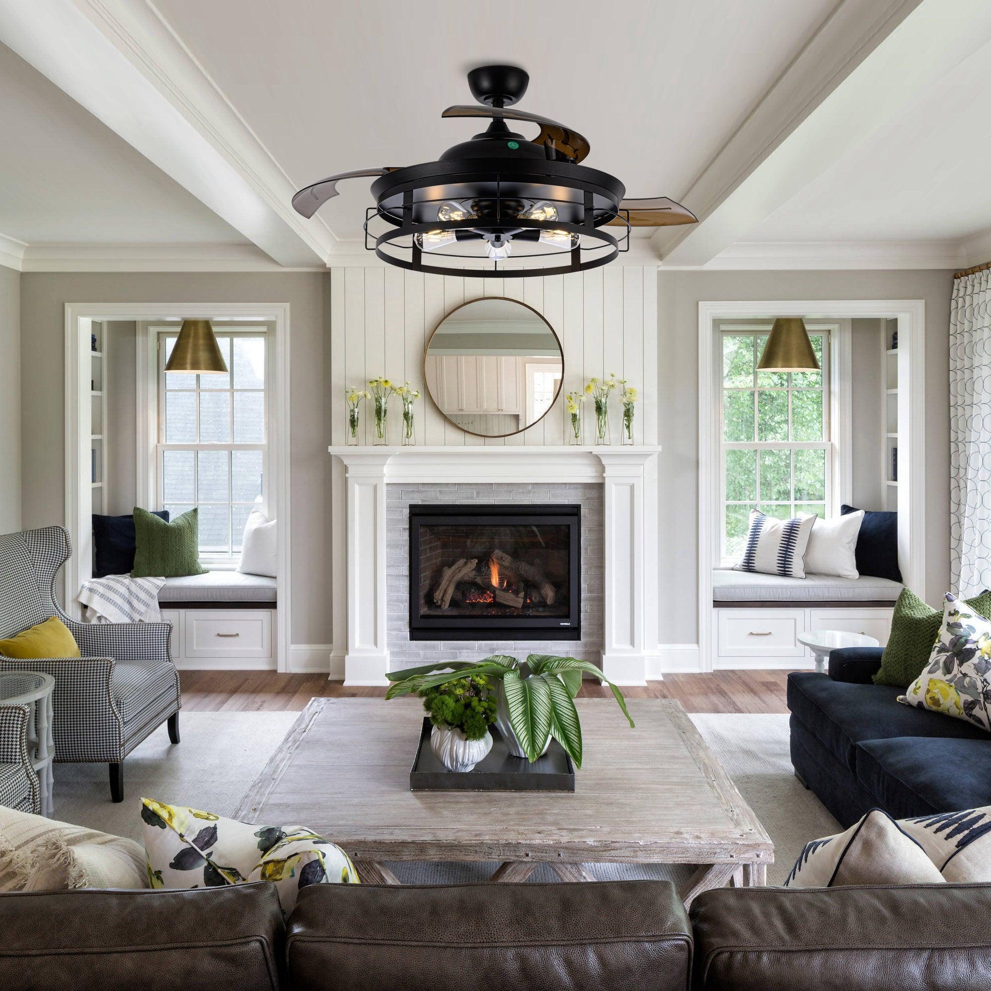 52" Jamshedpur Industrial Downrod Mount Ceiling Fan with Lighting and Remote Control - ParrotUncle