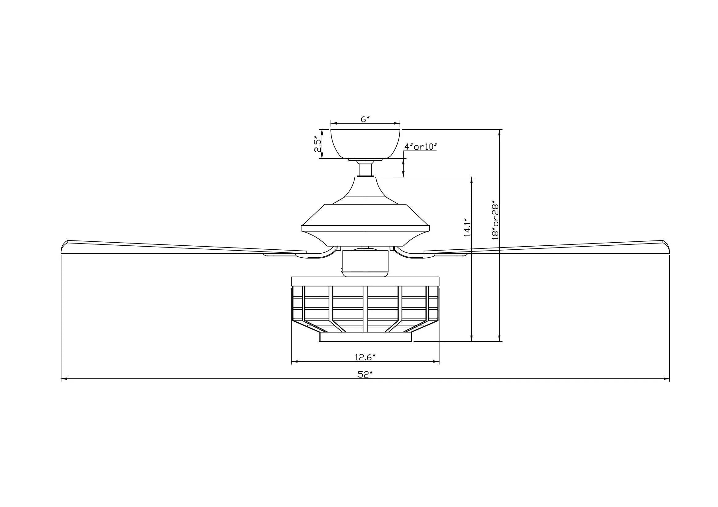 52" Paquette Industrial Downrod Mount Reversible Ceiling Fan with Lighting and Remote Control - ParrotUncle