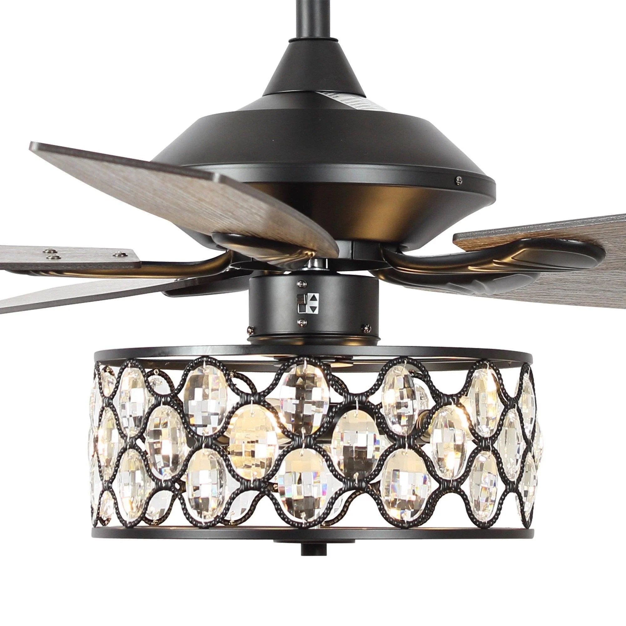 52" Tibuh Modern Downrod Mount Reversible Crystal Ceiling Fan with Lighting and Remote Control - ParrotUncle