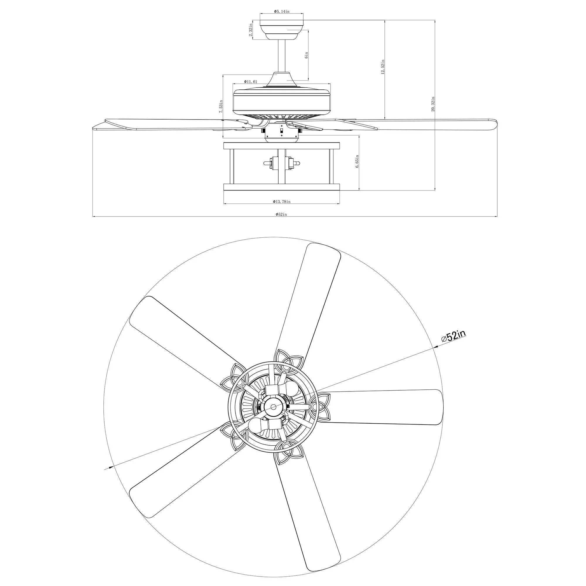 52" Urbana Downrod Mount Reversible Industrial Ceiling Fan with Lighting and Pull Chain - ParrotUncle