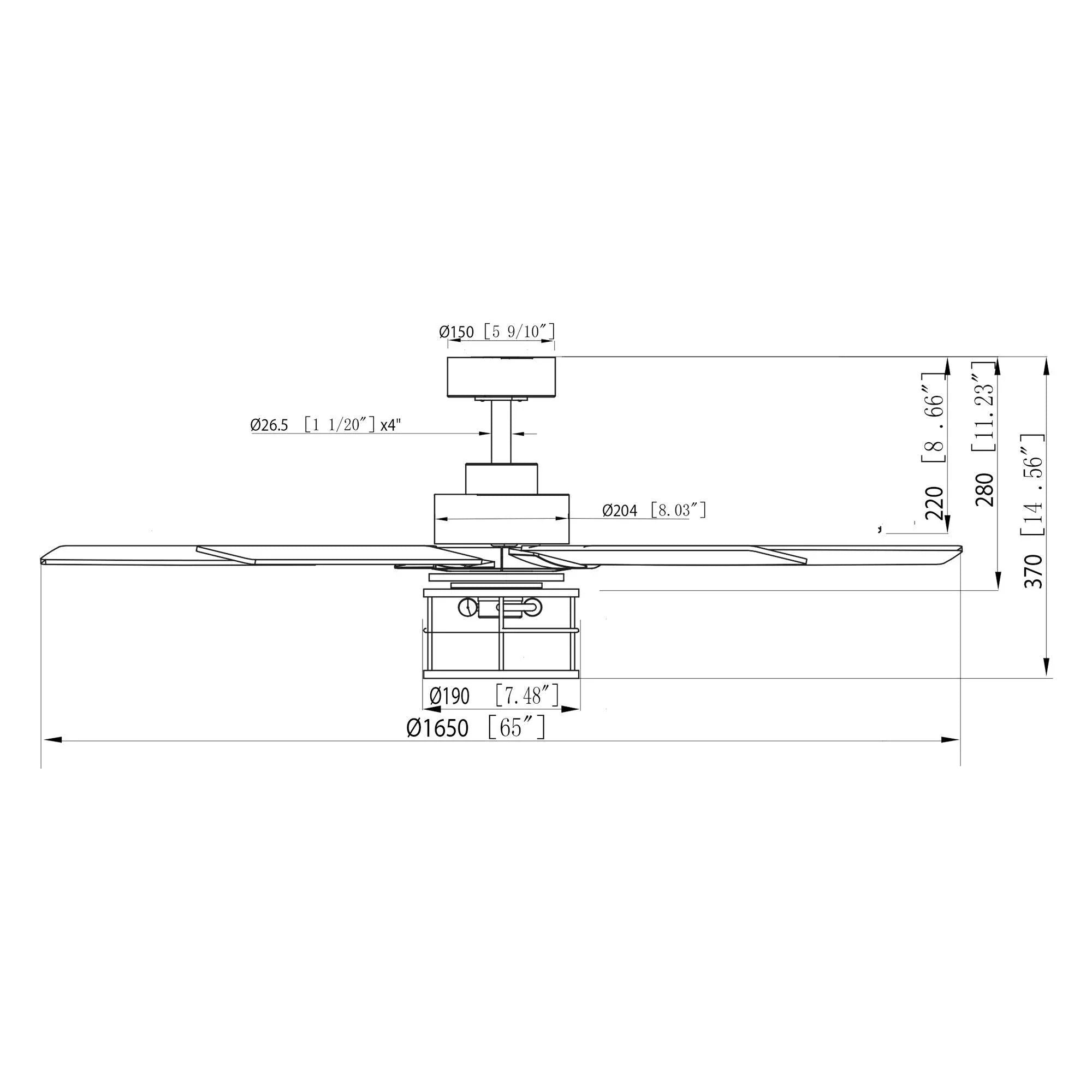 65" Modern DC Motor Downrod Mount Reversible Ceiling Fan with Lighting and Remote Control - ParrotUncle