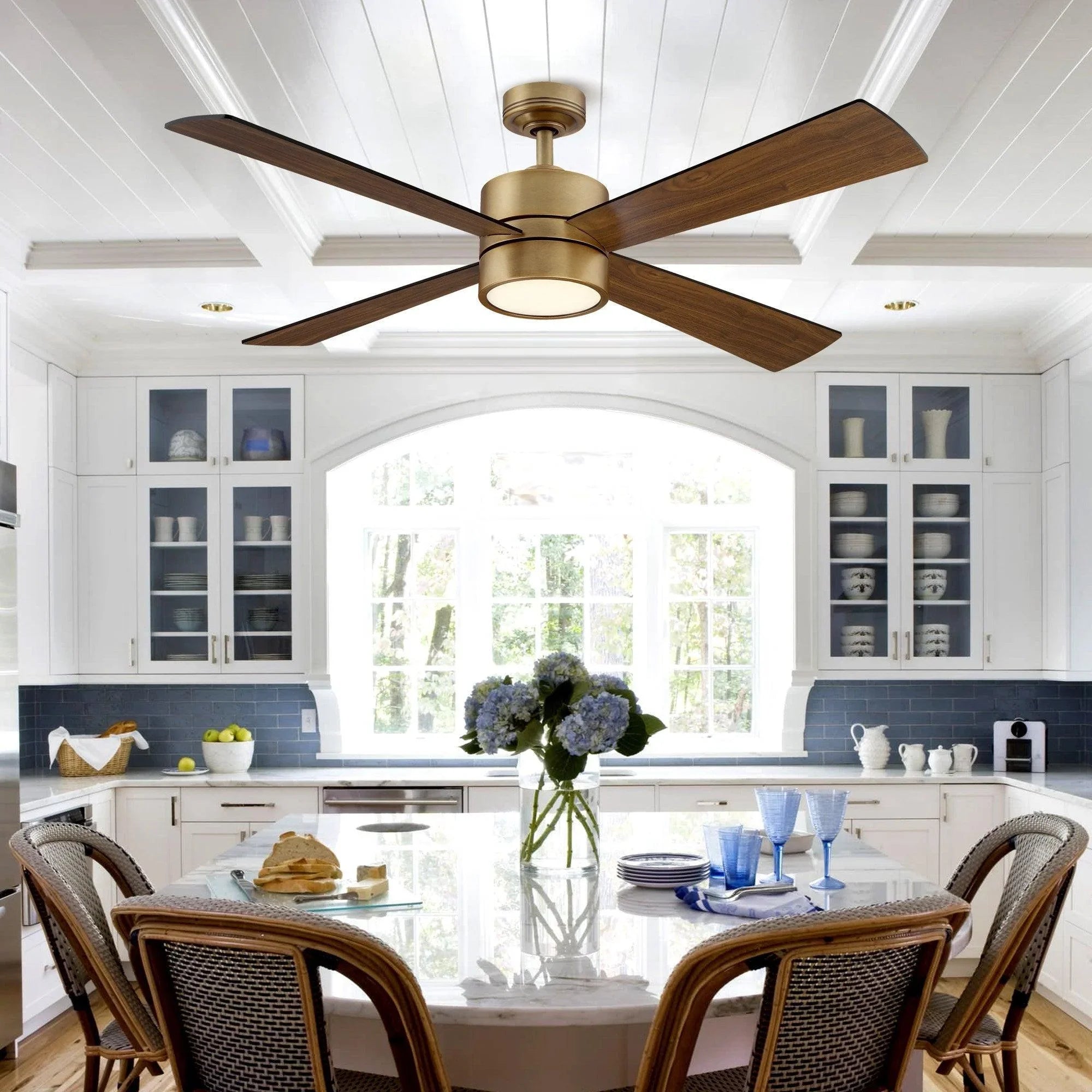 Parrot Uncle 52" Bucholz Industrial Downrod Mount Reversible Ceiling Fans with Integrated Lights and Remote Control - ParrotUncle